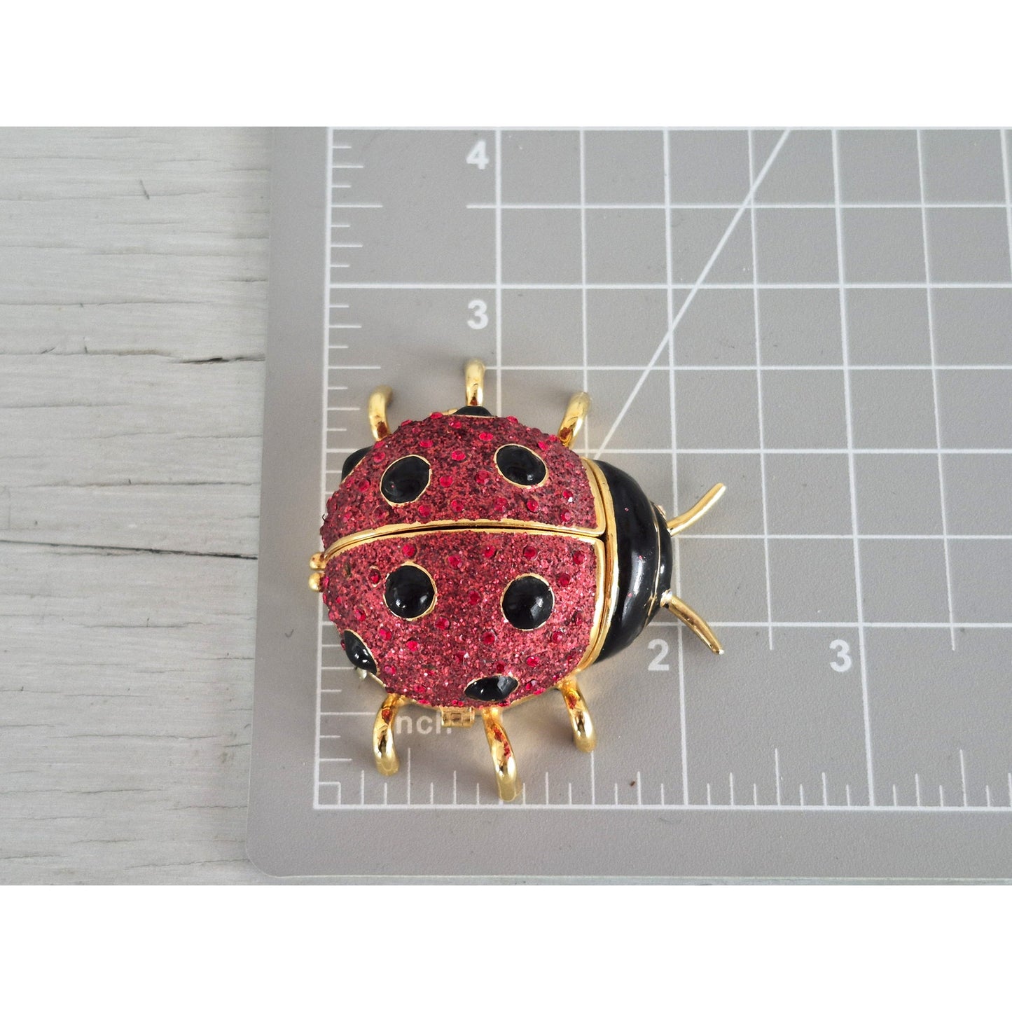 Vintage Perry Borelli Jeweled Lady Bug Trinket Box