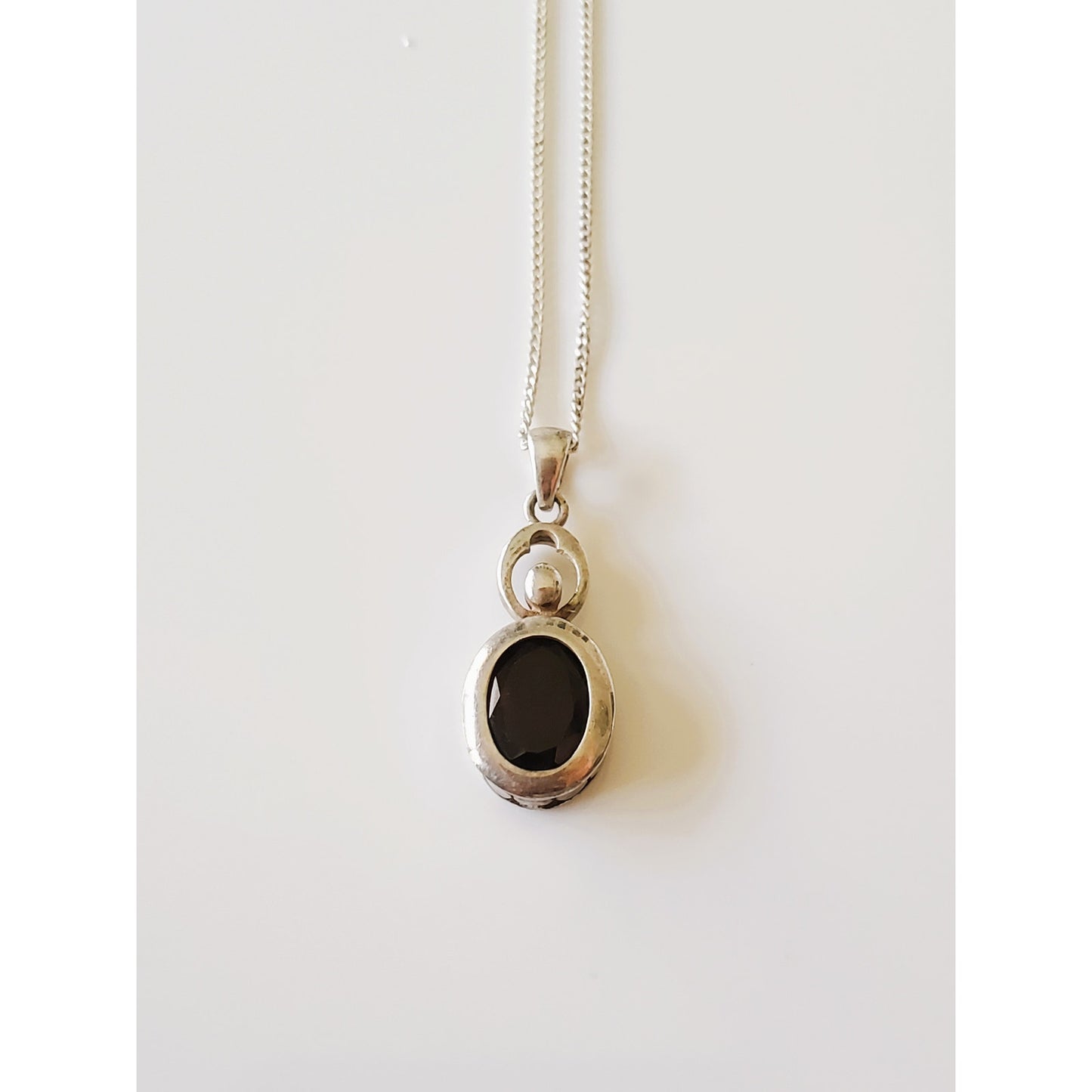 Vintage Sterling Silver Onyx Necklace