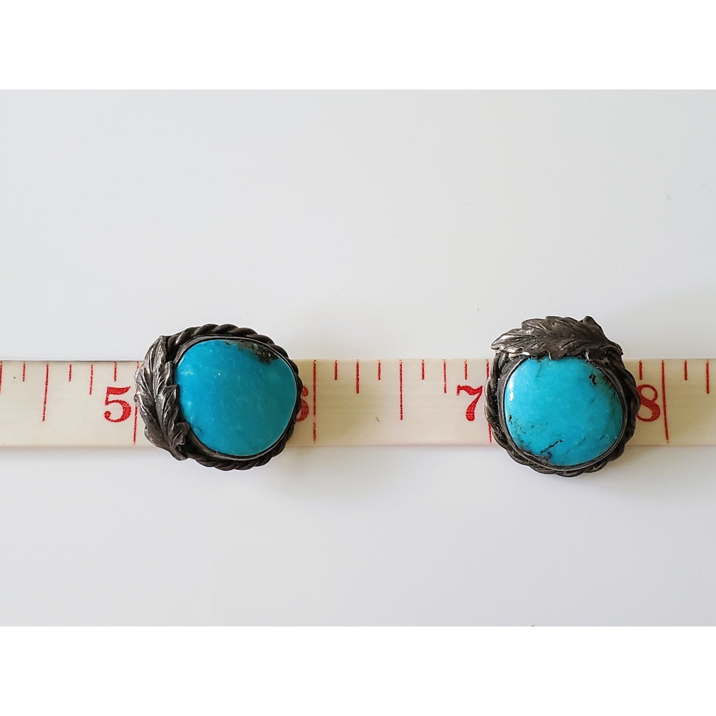 Vintage Turquoise Navajo Sterling Silver Clip On Earrings