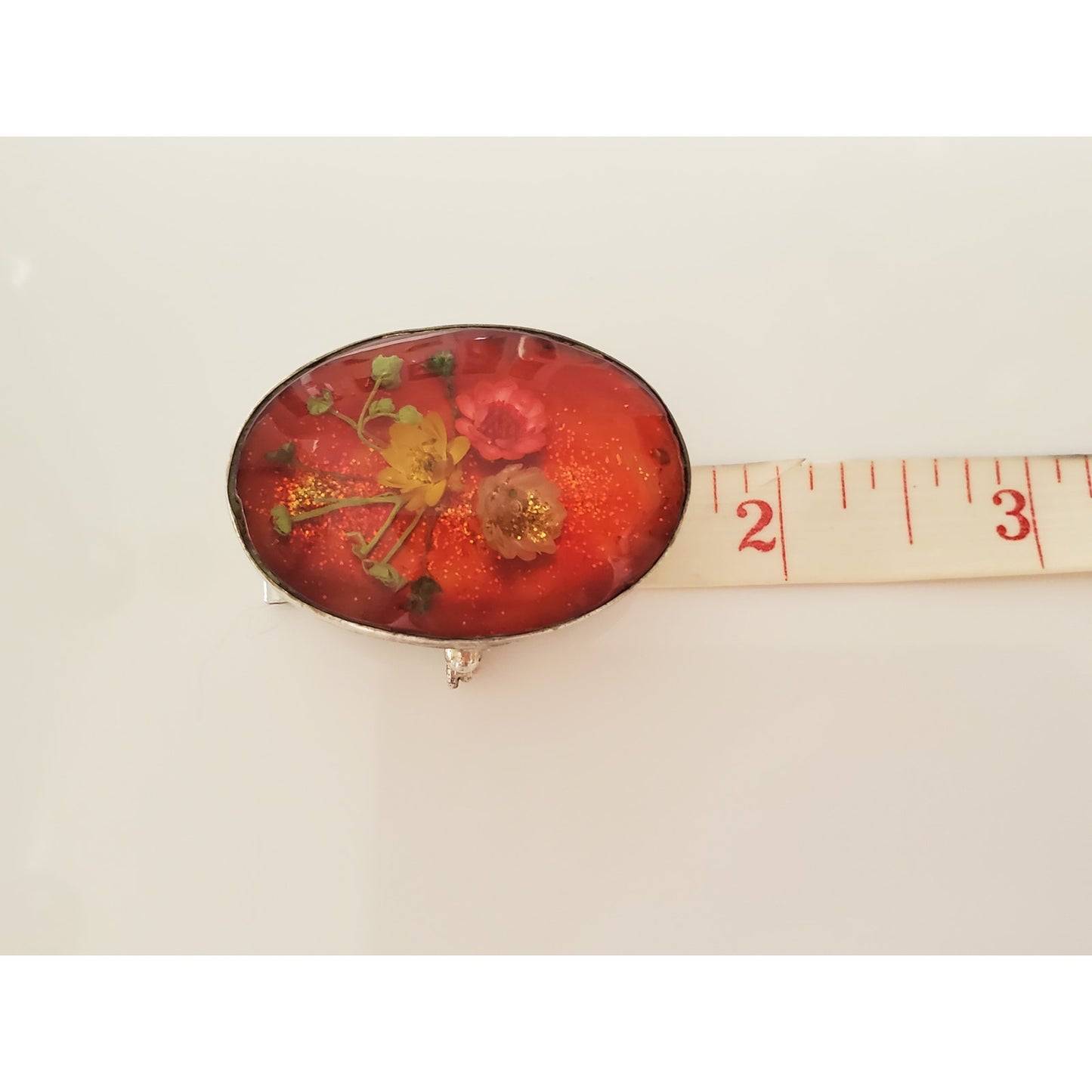 Vintage Sterling Silver Floral Lucite Pill Box