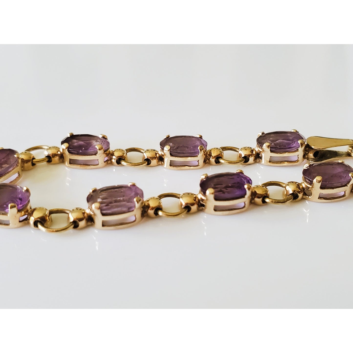 Vintage 10K Gold Amethyst Tennis Bracelet