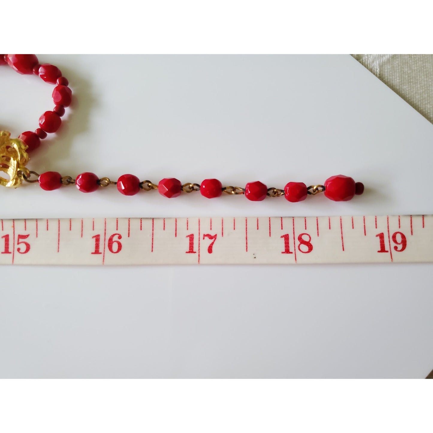 Vintage Hobe Red Acrylic Double Strand Beaded Necklace and Earring Set