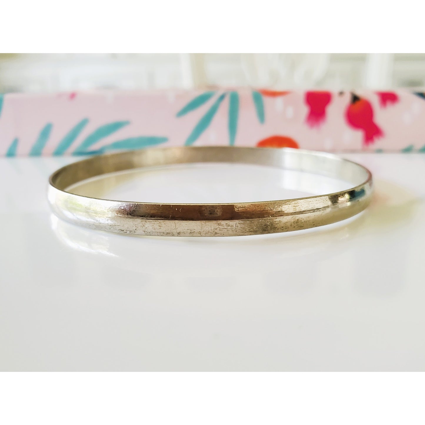 Vintage Silver Tone Mexico Bangle Bracelet
