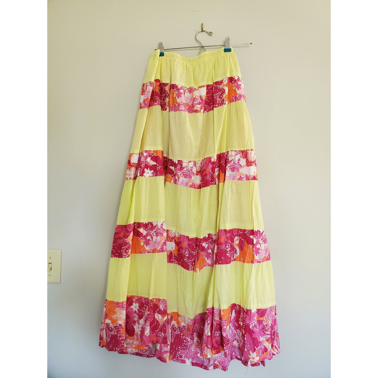 Vintage Yellow and Pink Stripe Maxi Skirt
