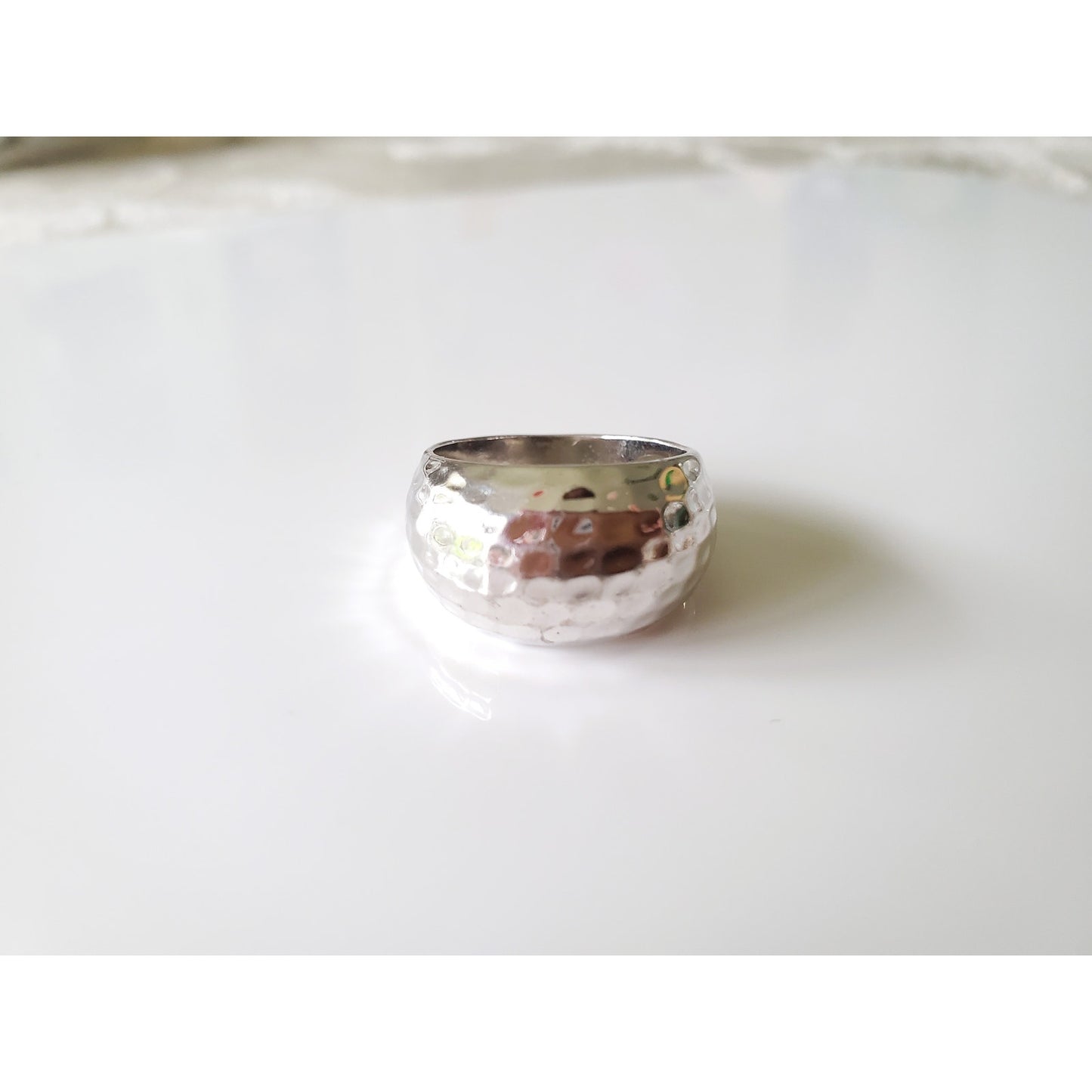 Vintage Hammered Dome Sterling Silver Chunky Ring