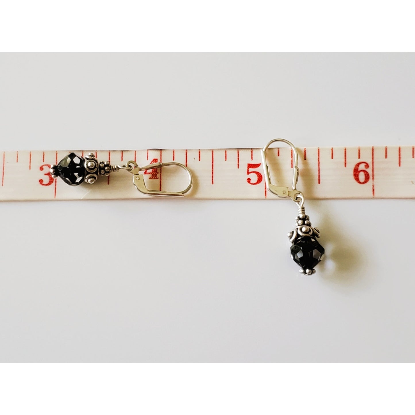 Vintage Sterling Silver and Black Stone Dangle Earrings