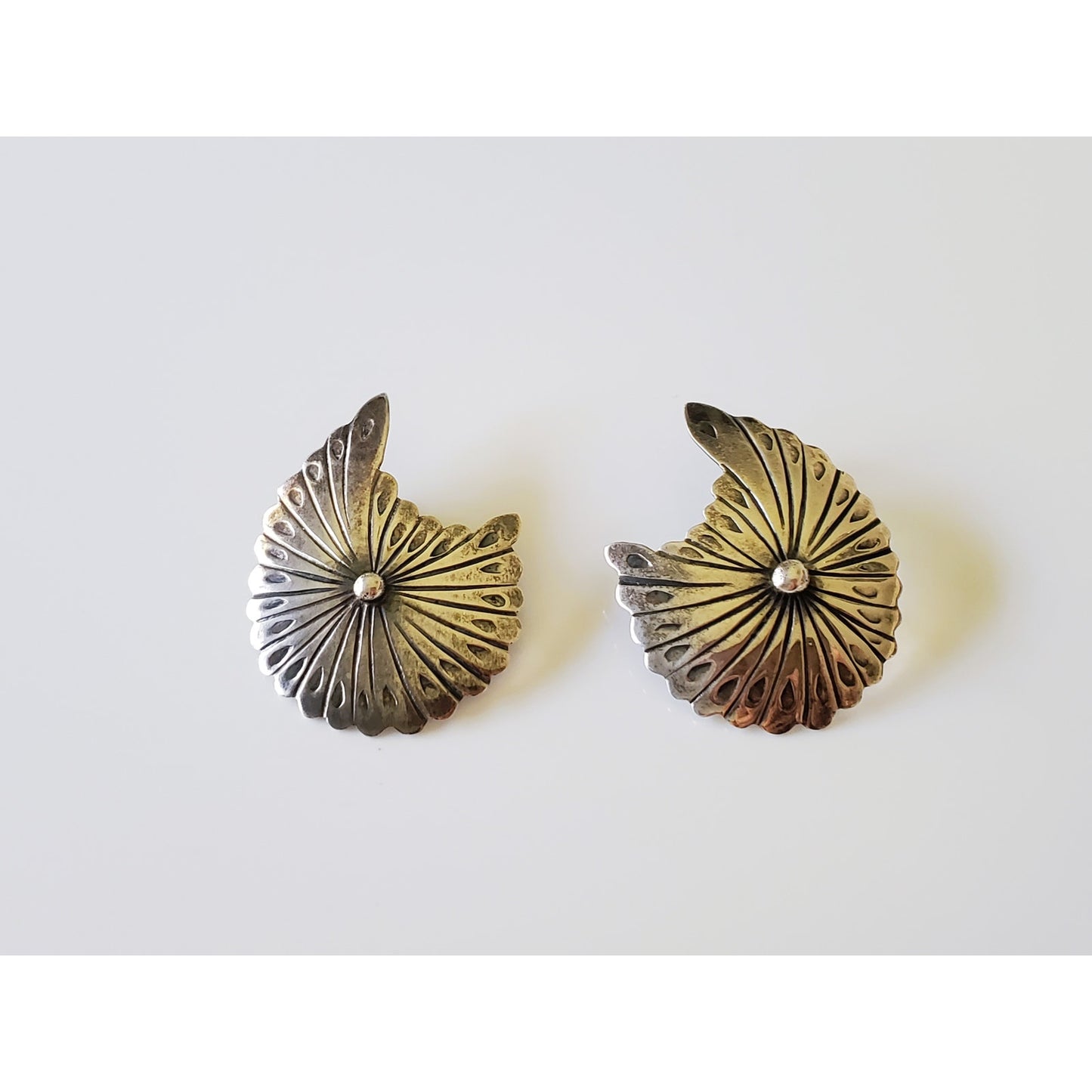 Vintage Navajo Moon Sterling Silver Earrings