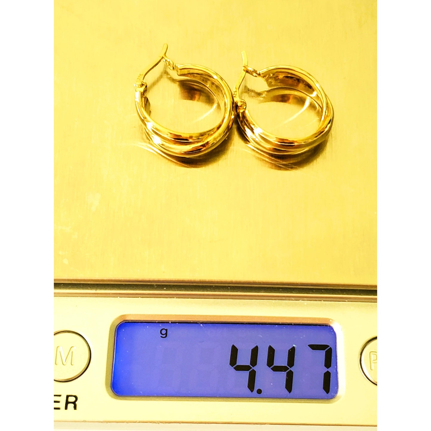 Vintage Sterling Silver Gold Tone Hoop Earrings