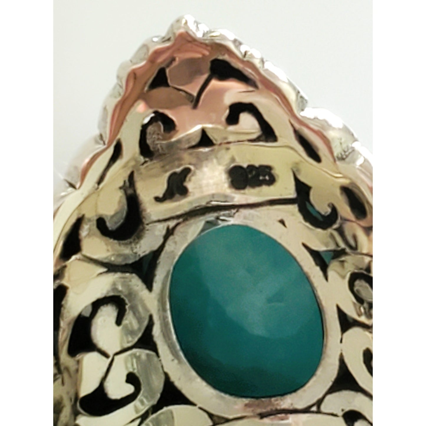 Vintage Sterling Silver Amazonite Art Deco Ring