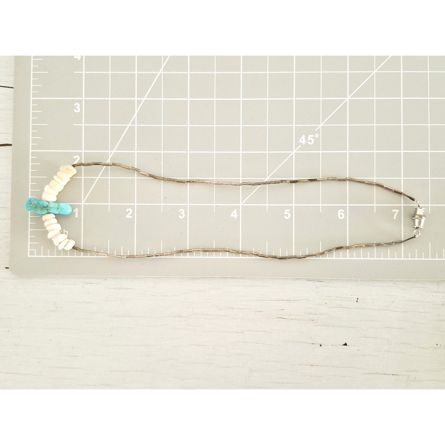 Vintage Southwestern Native Turquoise & Puka Shell Boho Choker Necklace
