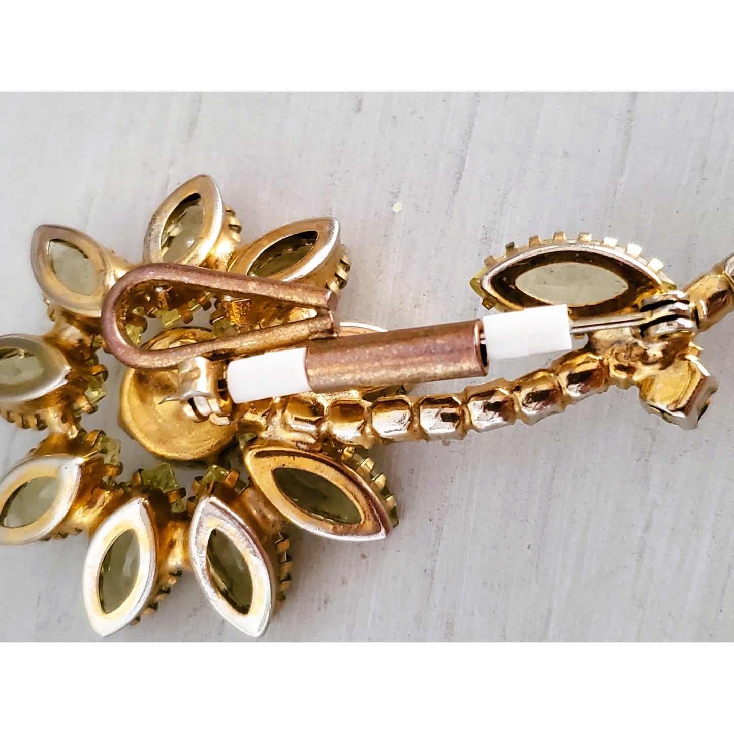 Vintage Large Yellow Rhinestone Sunflower Brooch Pendant