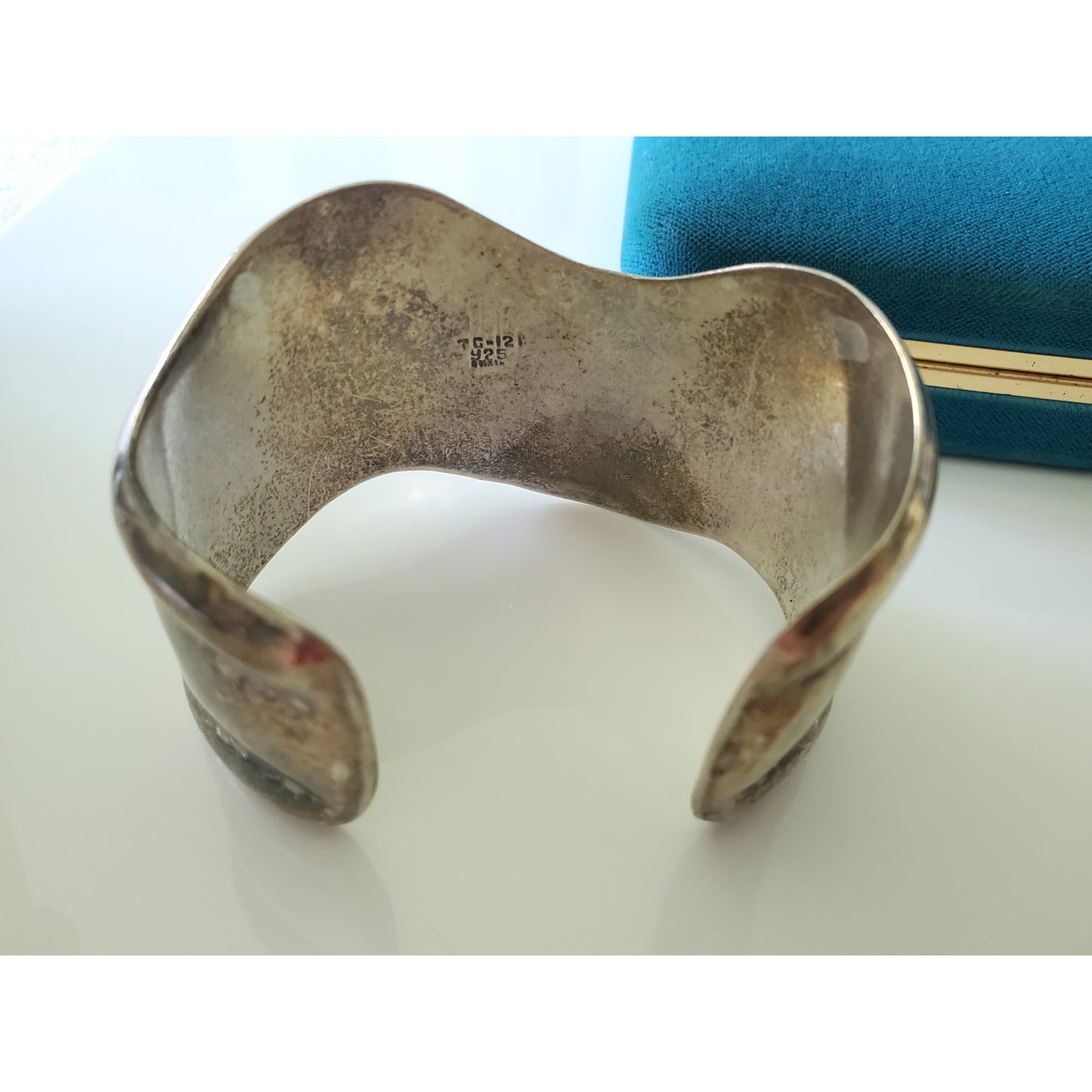 Vintage Taxco Mexico Modernist Sterling Silver Wave Cuff Bracelet
