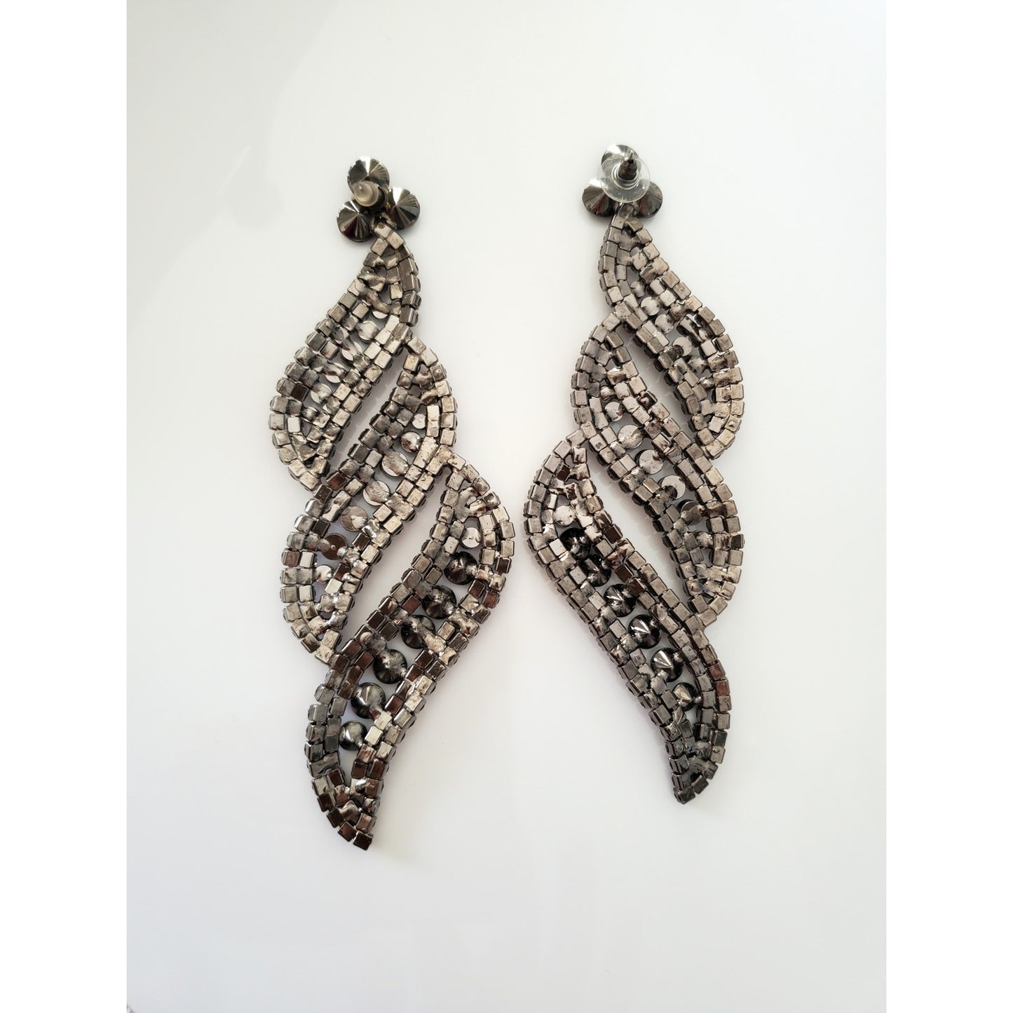 Long Purple Dangle Rhinestone Earrings