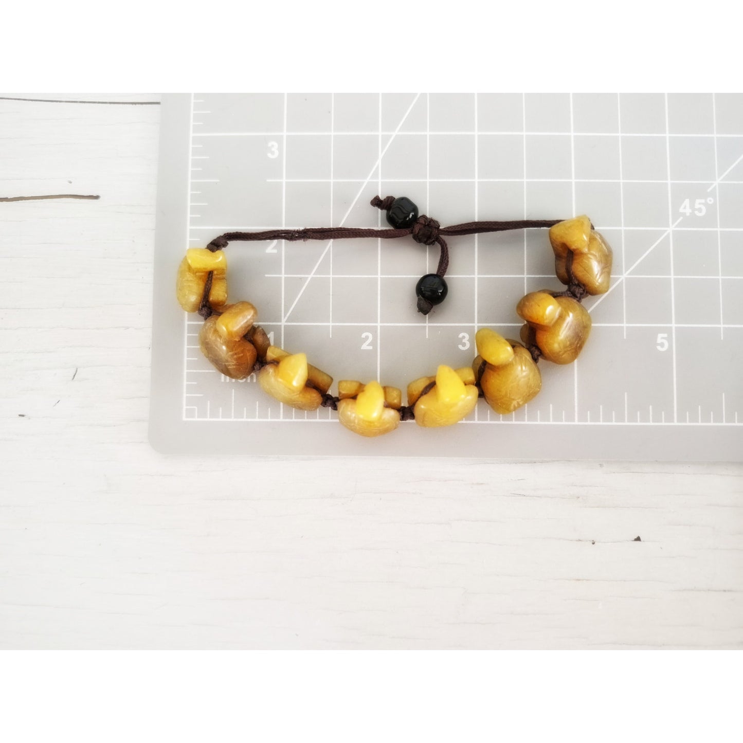 Vintage Yellow Jade Seated Buddha Figure Adjustable Bracelet
