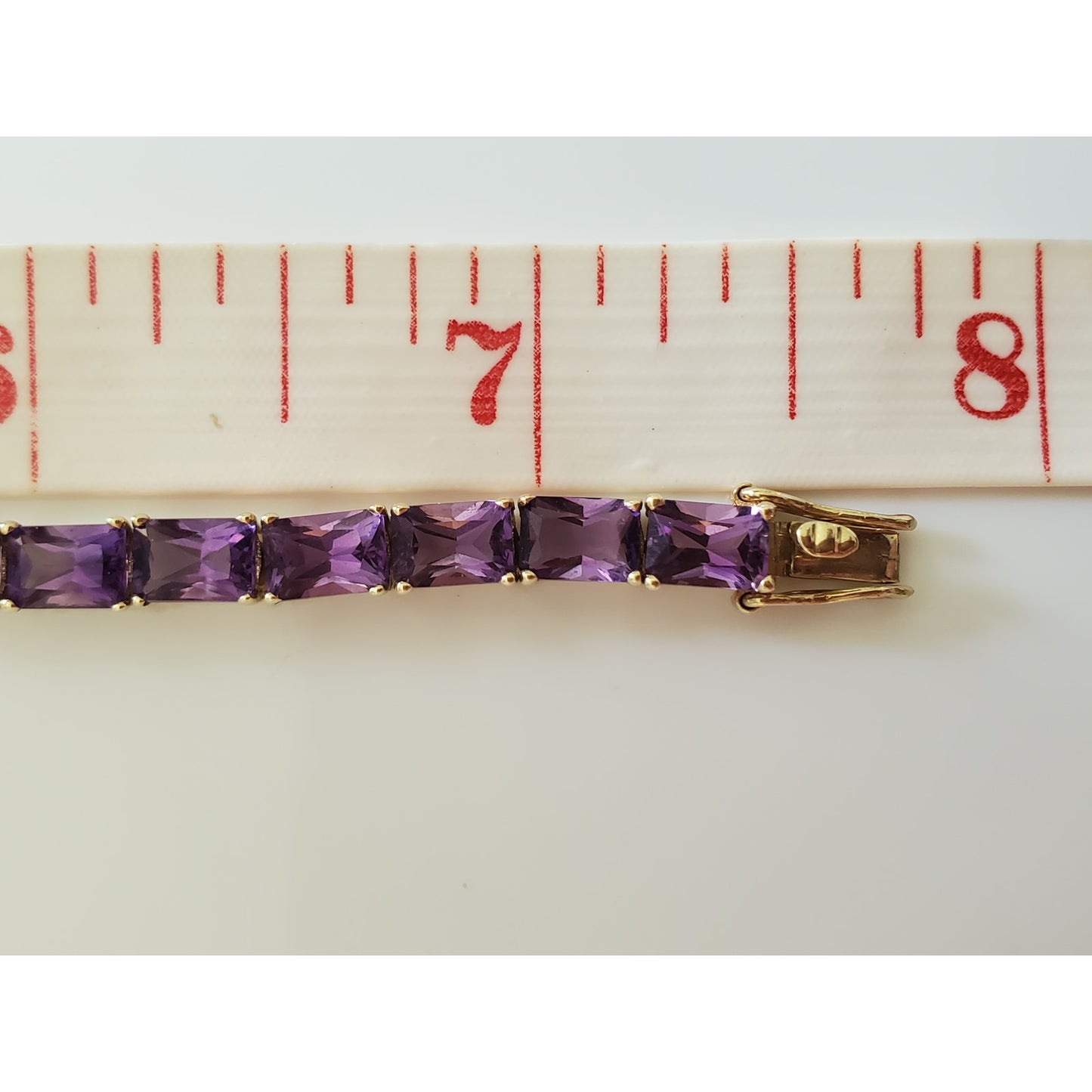 Vintage 14K Gold Amethyst Square Cut Bracelet