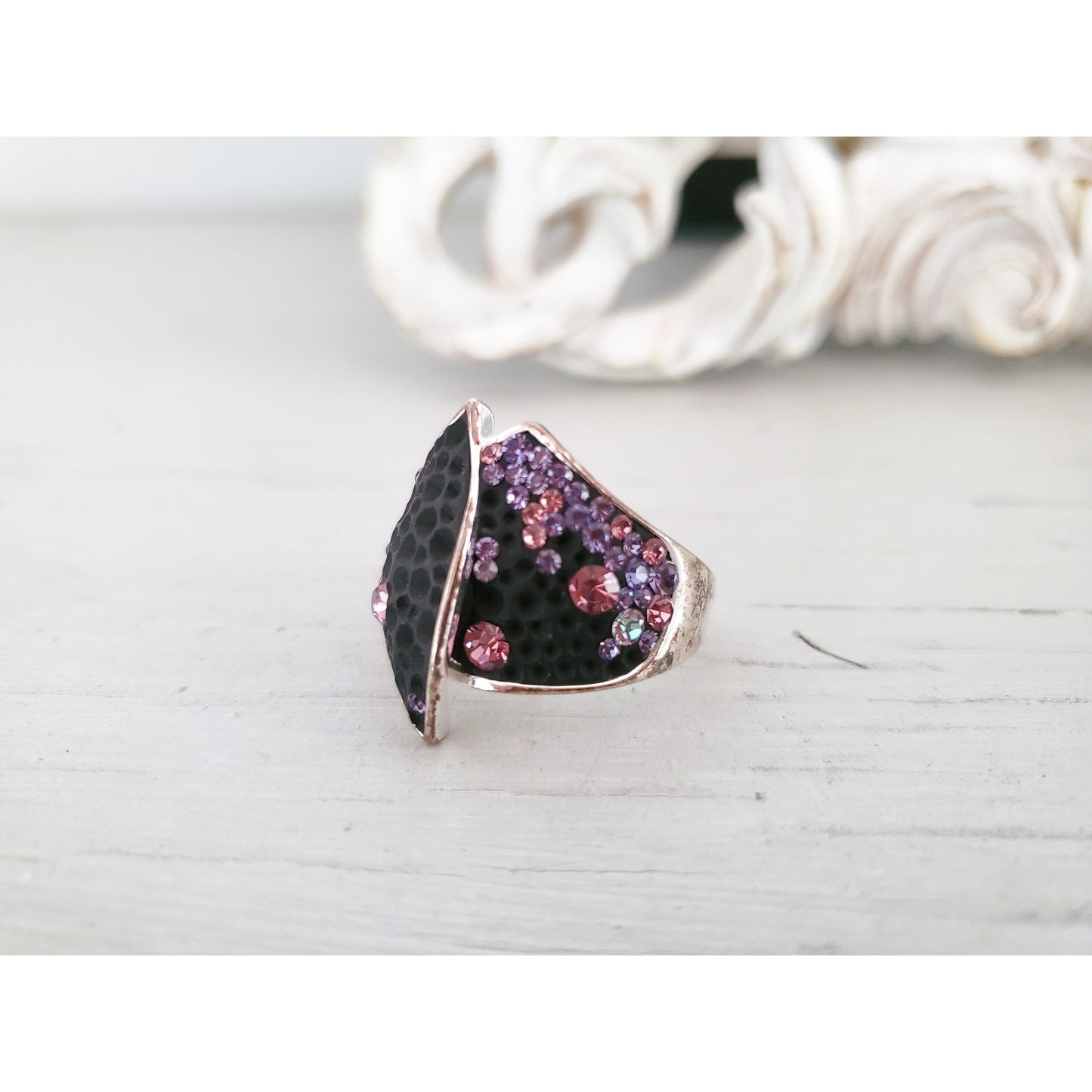 JCM Brass Enamel and CZ Ring