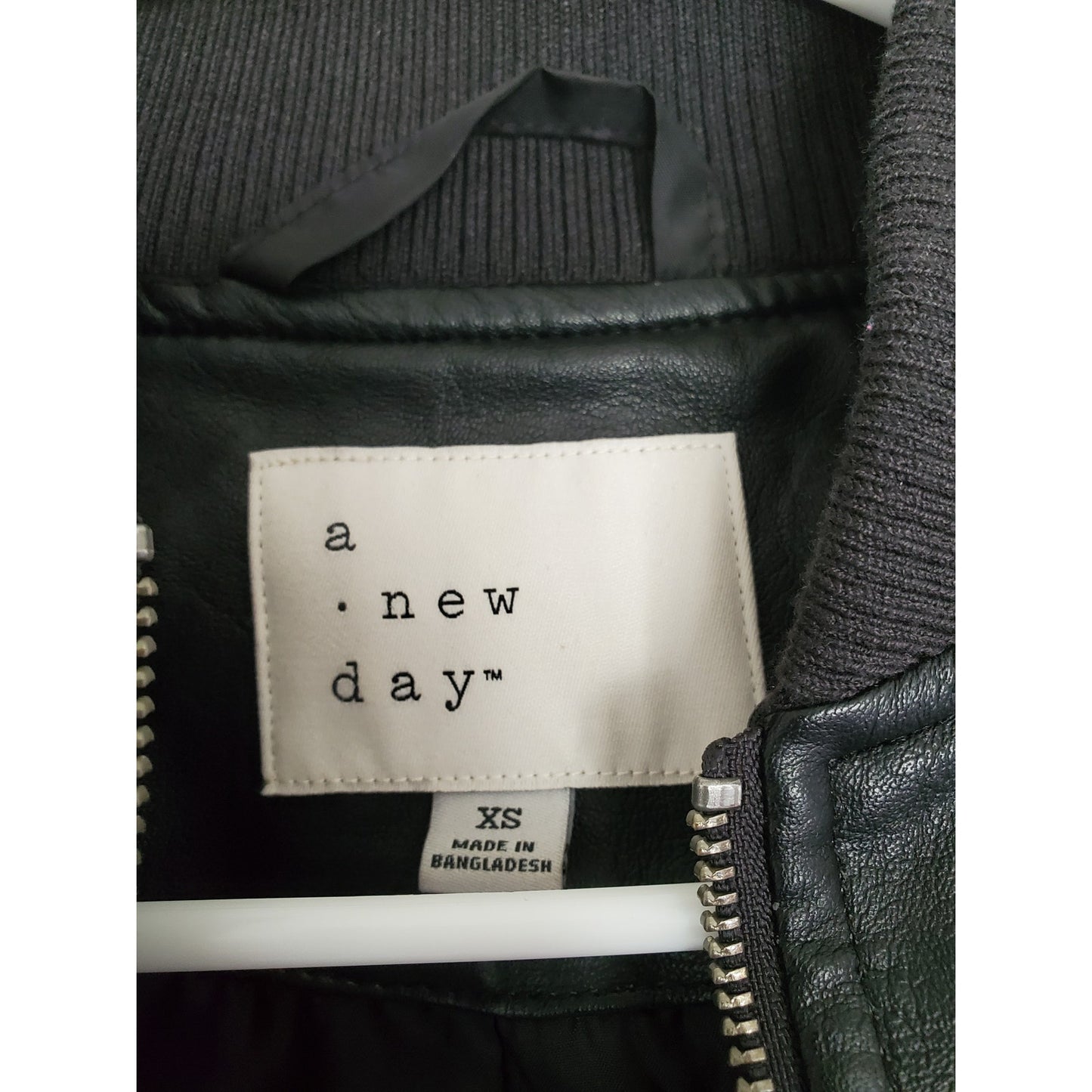 Black Leather Bomber Style Jacket