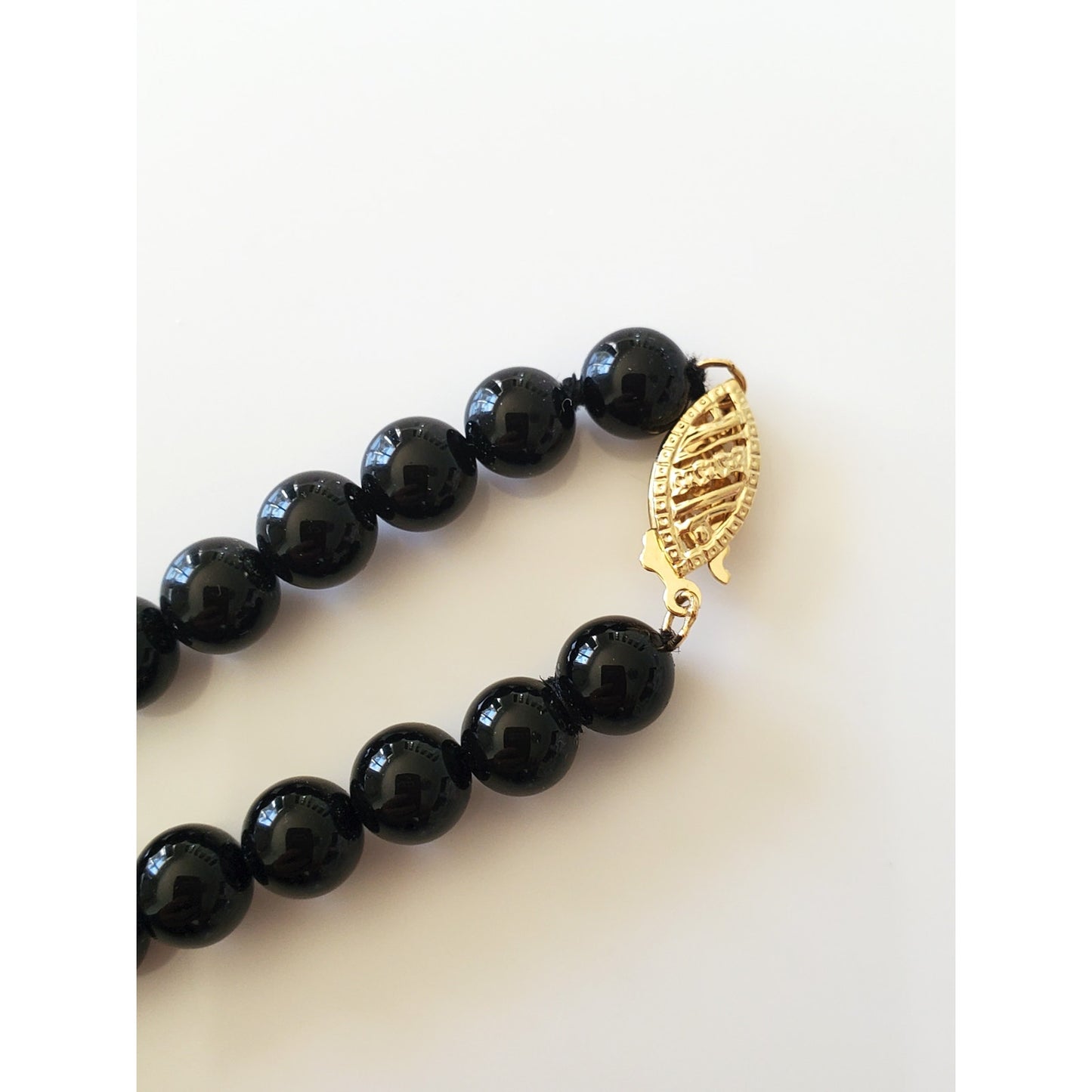 Onyx and Pearl 18in Necklace with 14K Gold Clasp