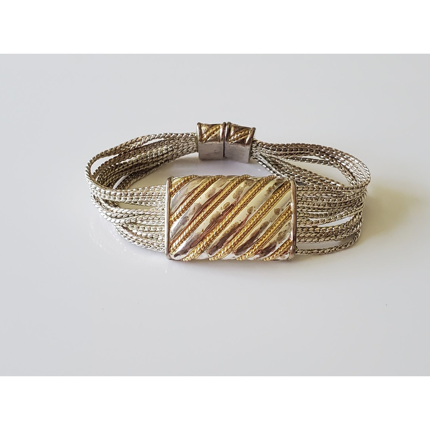 Vintage Multi Strand Silver Tone Bracelet