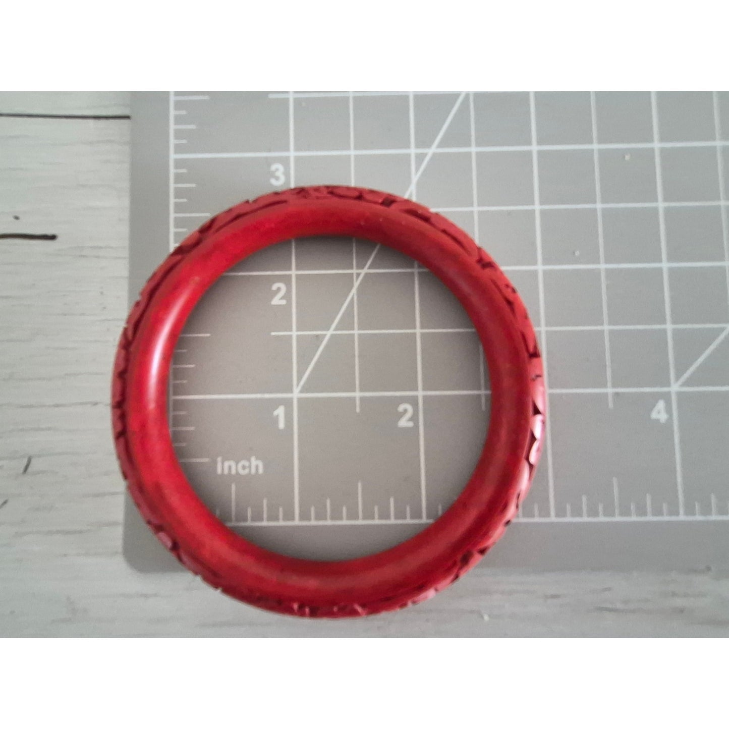 Vintage Floral Cinnabar Bangle Bracelet