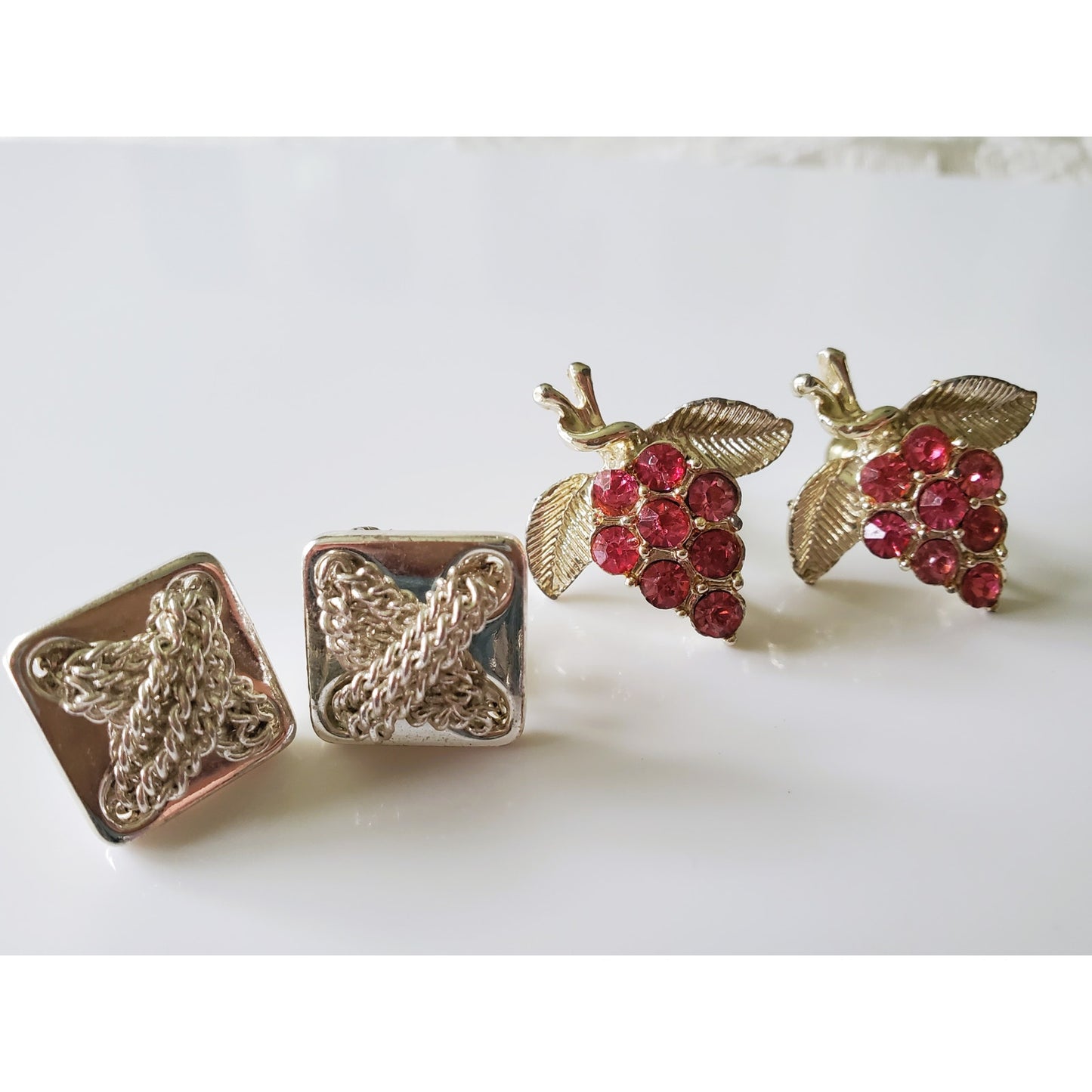 Vintage Lot of 4 Clip On Costume Jewelry Earrings