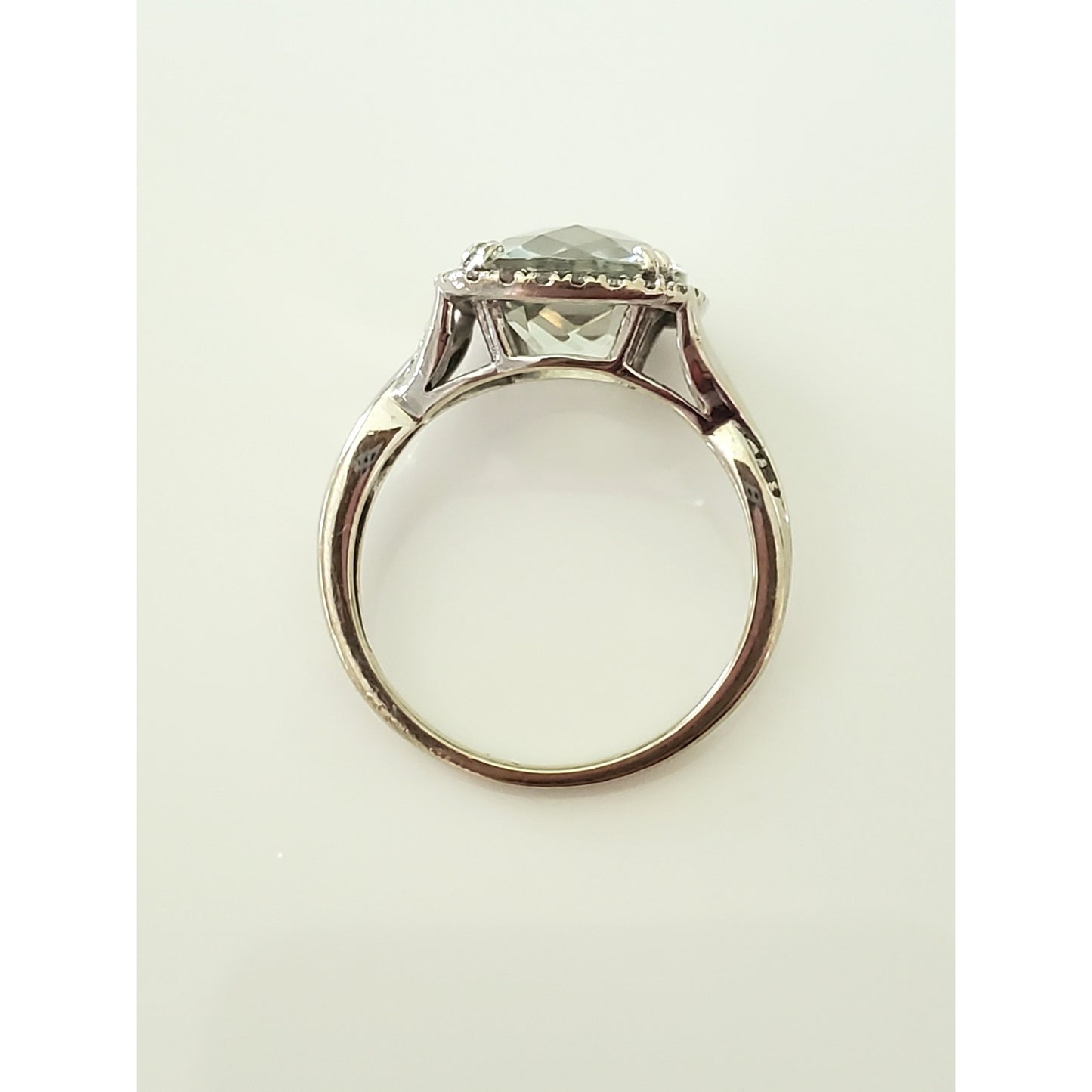 Vintage 10K Gold Prasiolite and Diamond Cocktail Ring