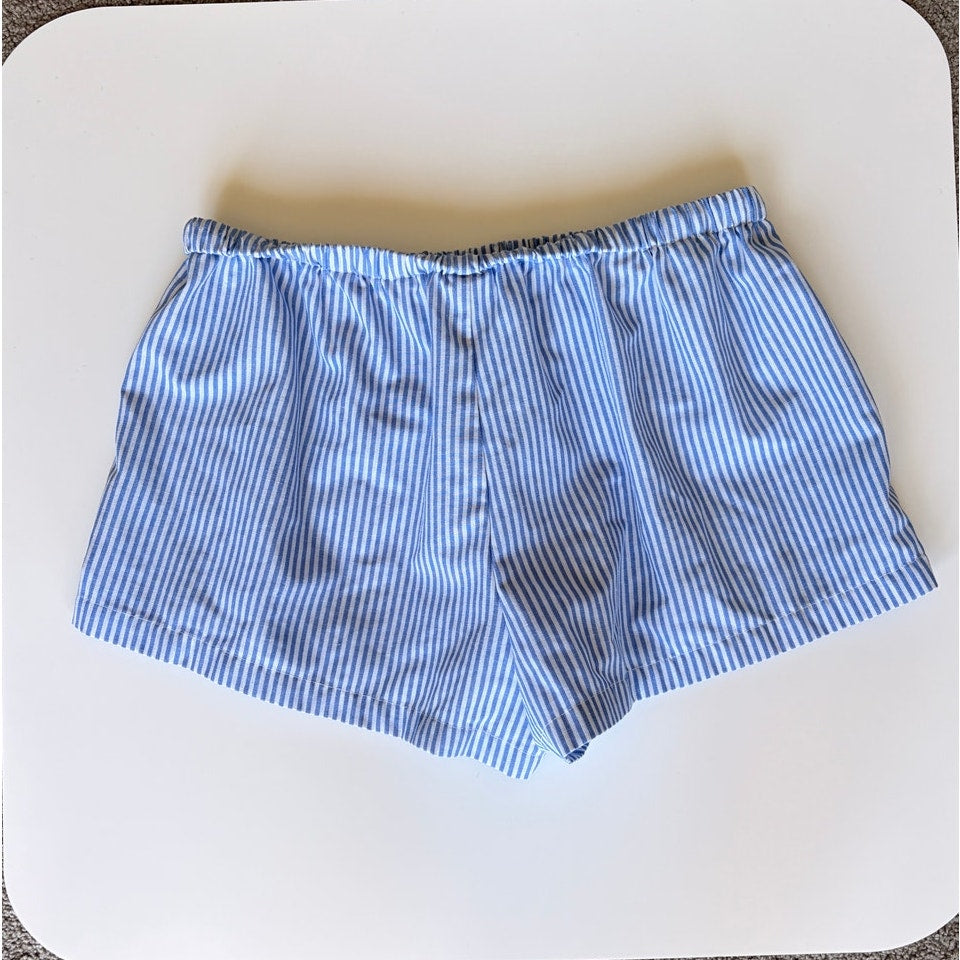 Blue and White Striped Shorts