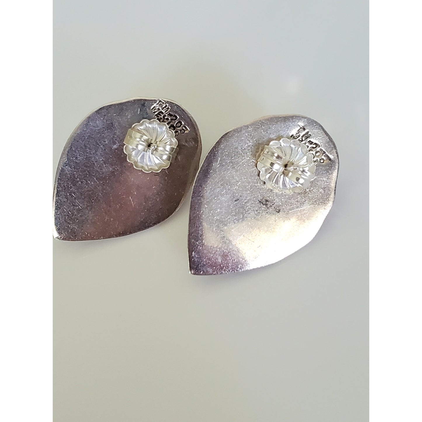 Vintage Taxco Chunky Onyx Sterling Silver Stud Earrings