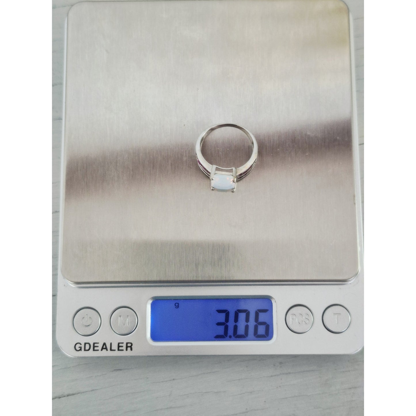 Sterling Silver Opal Ruby Ring
