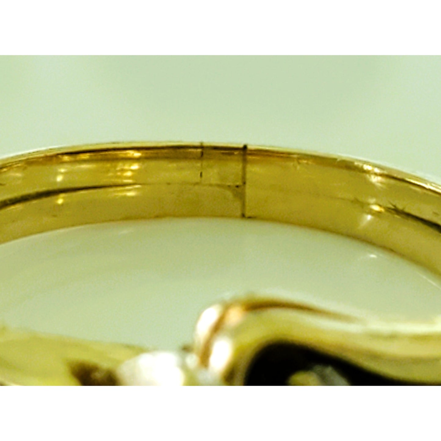 Vintage 14K Gold Black Enamel Diamond Ring Setting