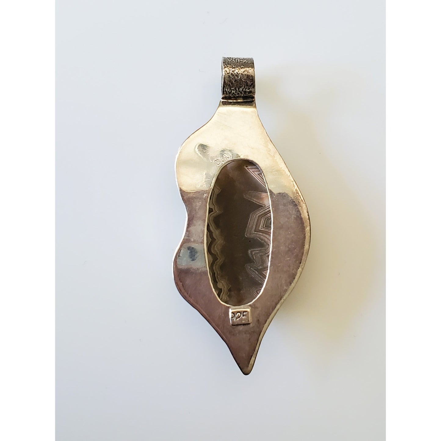 Vintage Sterling Silver Agate Pendant