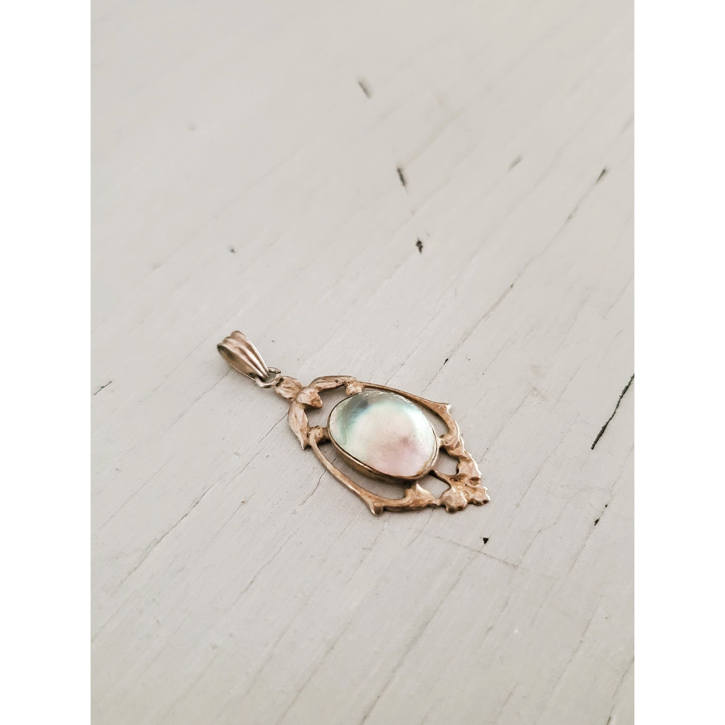 Vintage Mother of Pearl Sterling Silver Pendant
