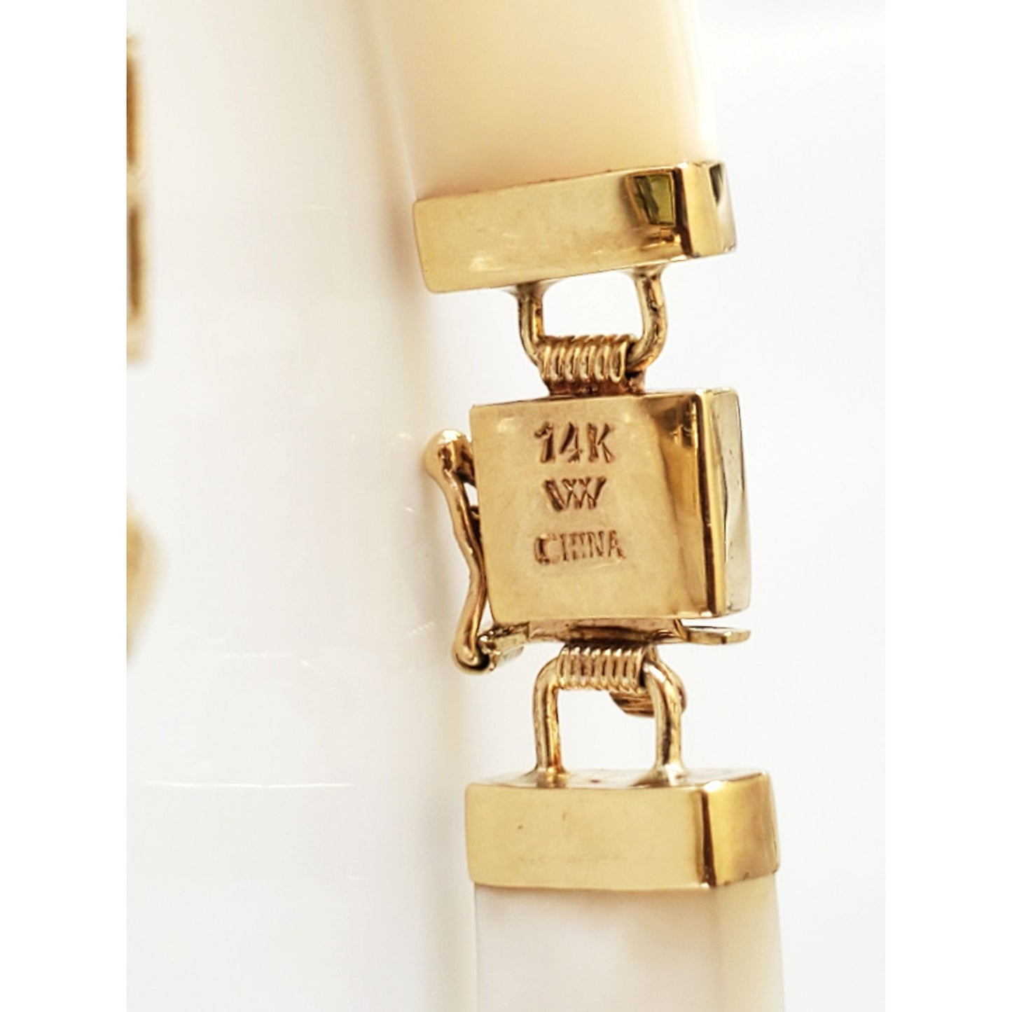 14K Gold Mother of Pearl Link Bracelet with Multi-Gem Stones