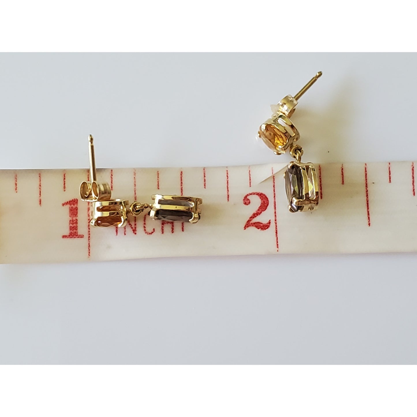 Vintage Citrine and Smokey Topaz Dangle Earrings