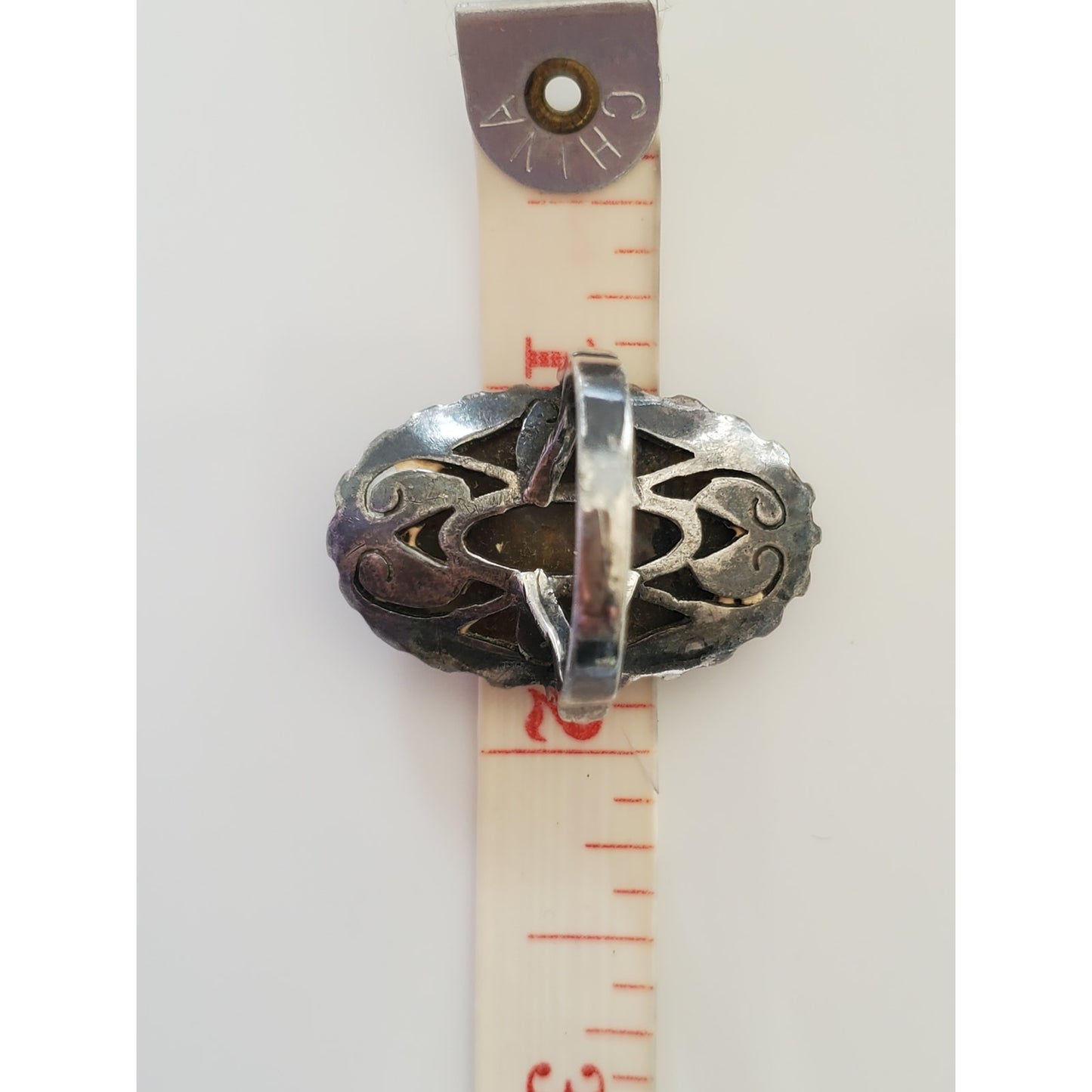 Vintage Large Sterling Silver Agate Ring