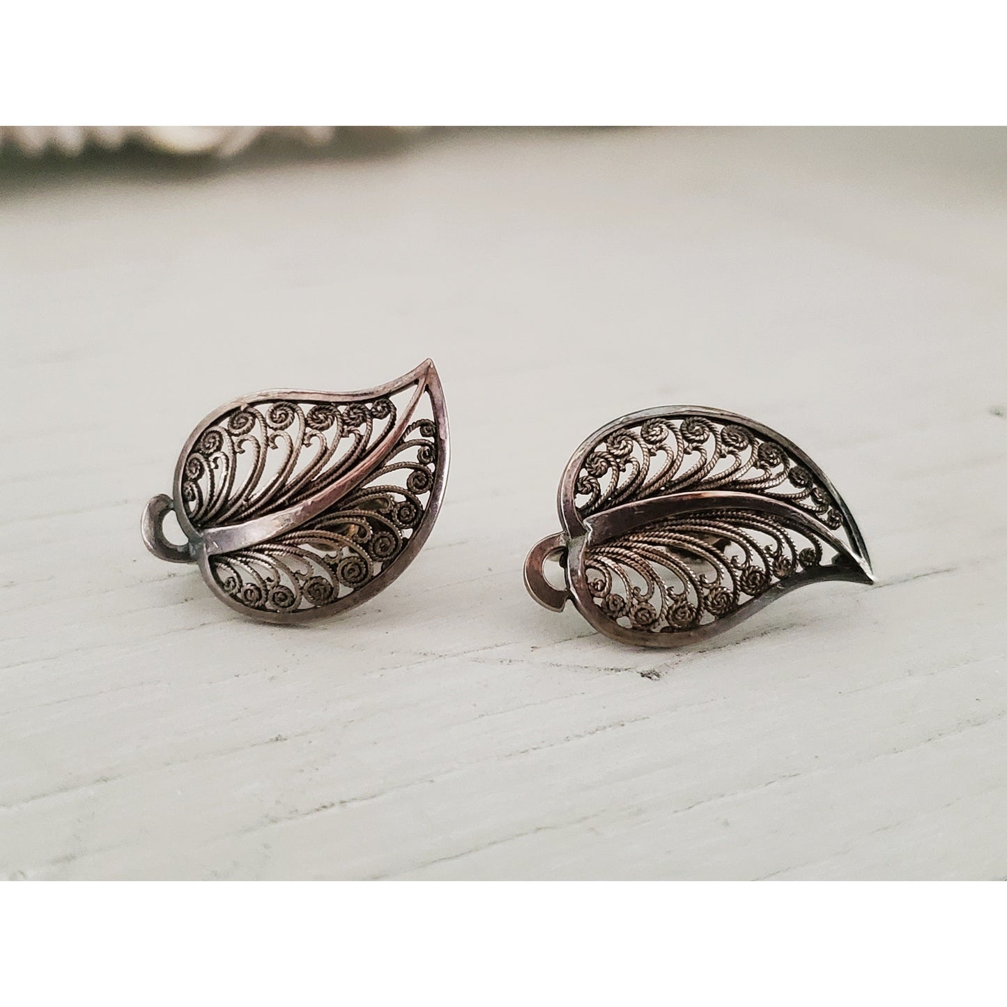 Lot of 2 Sterling Silver Screw Back Earrings