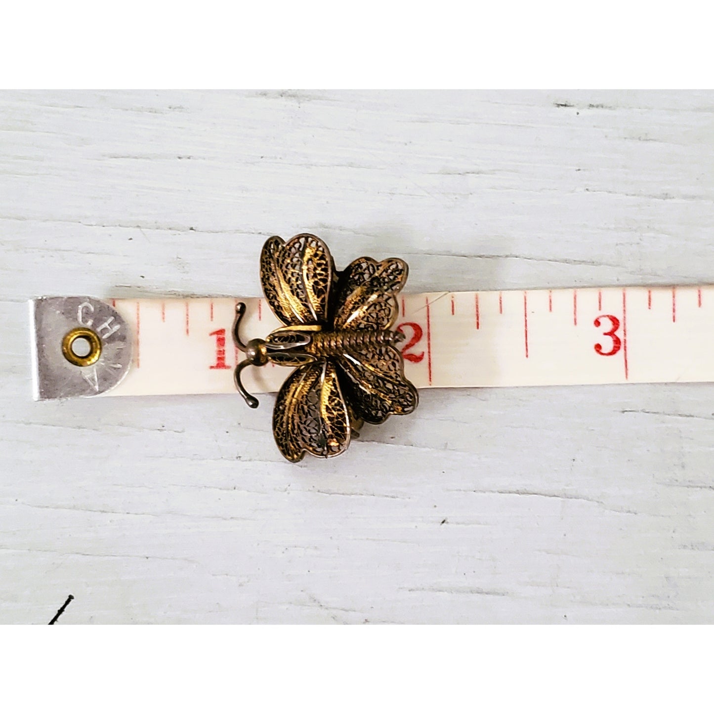 Vintage Antique Filigree Gold Wash Butterfly Pin Brooch
