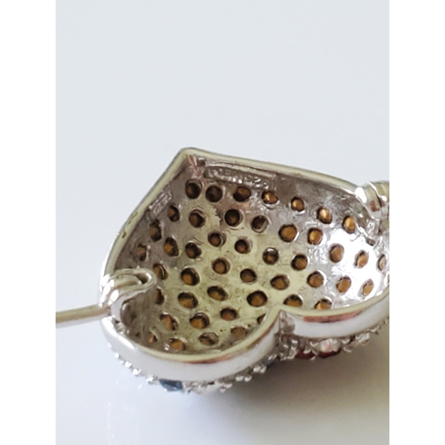 Vintage Sterling Silver American Flag Heart Pendant