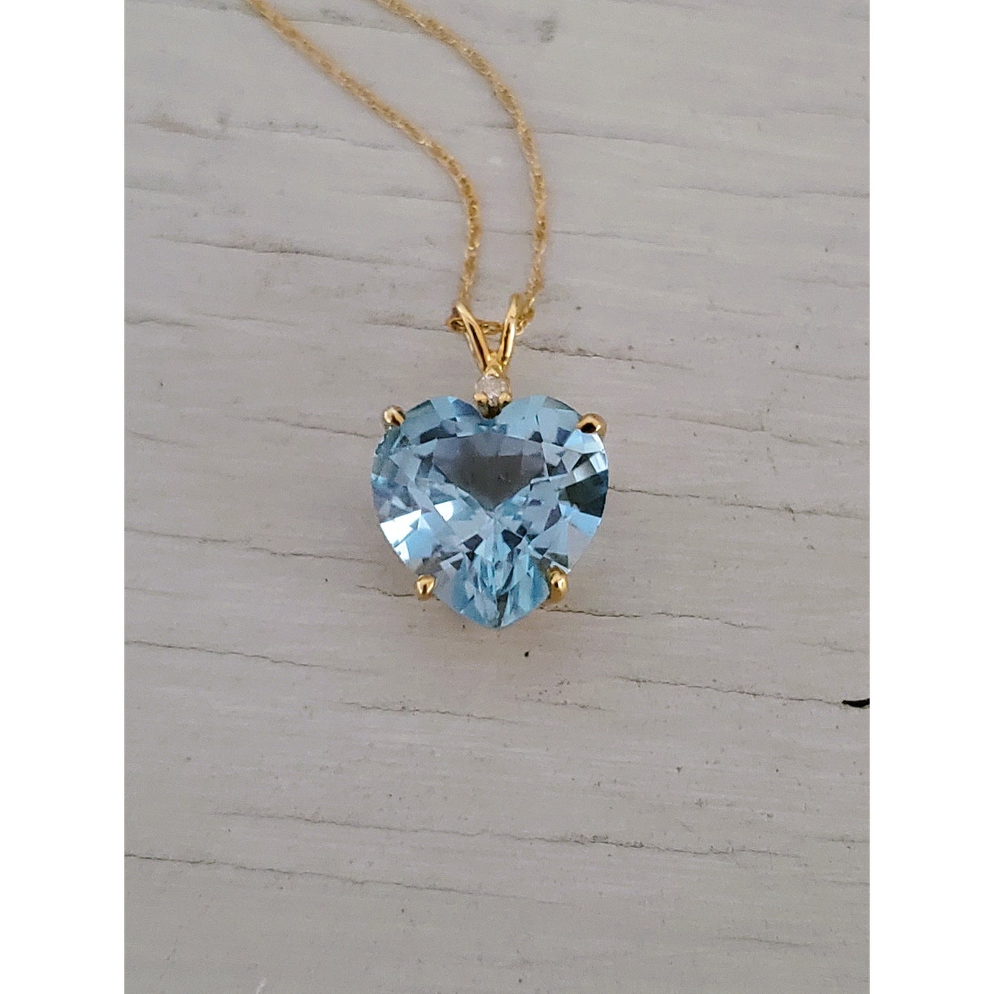 Vintage 14k Gold Clyde Duneier Heart Topaz Necklace