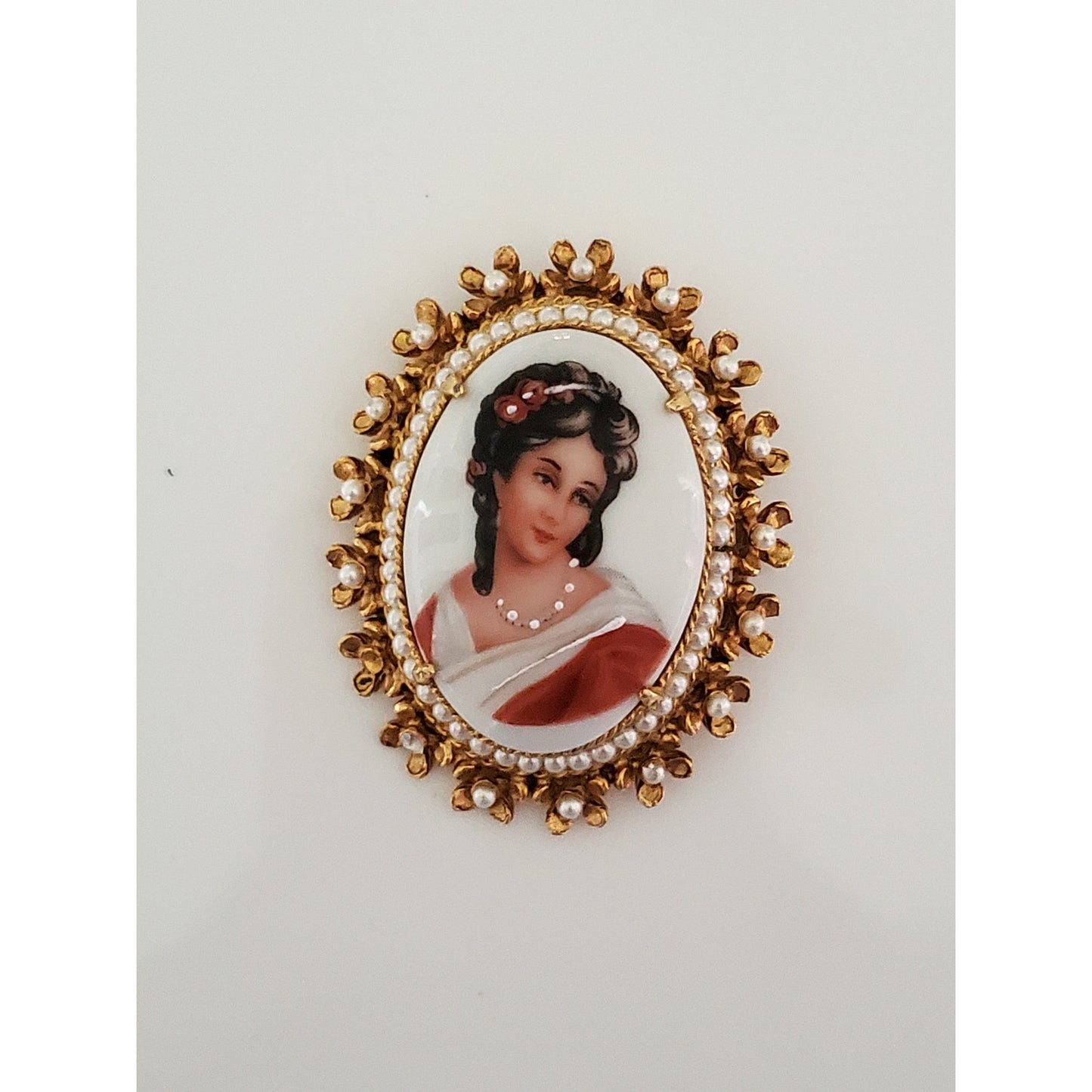 Vintage France Limoge Florenza Porcelain Brooch