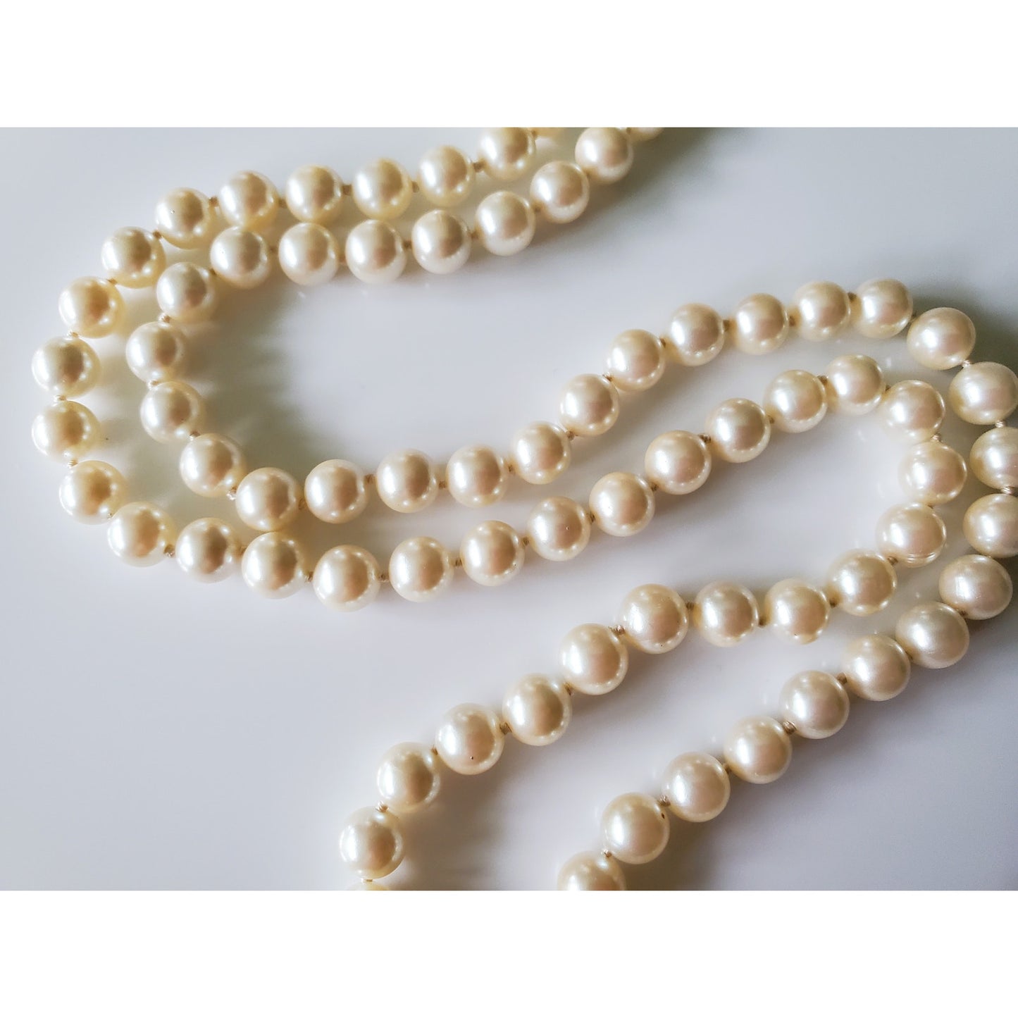 Vintage Faux Pearl Necklace with Silver Clasp