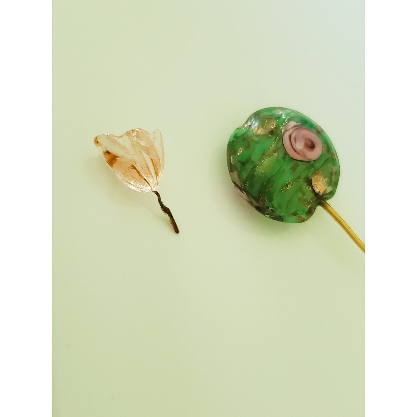Vintage Hand Painted Glass Hat Pin