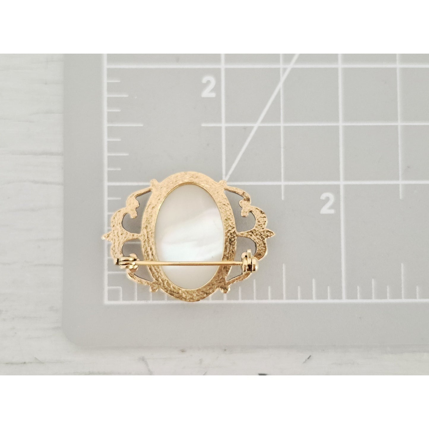 Vintage Mother of Pearl with Faux Pearl Victorian Oval Pin Brooch