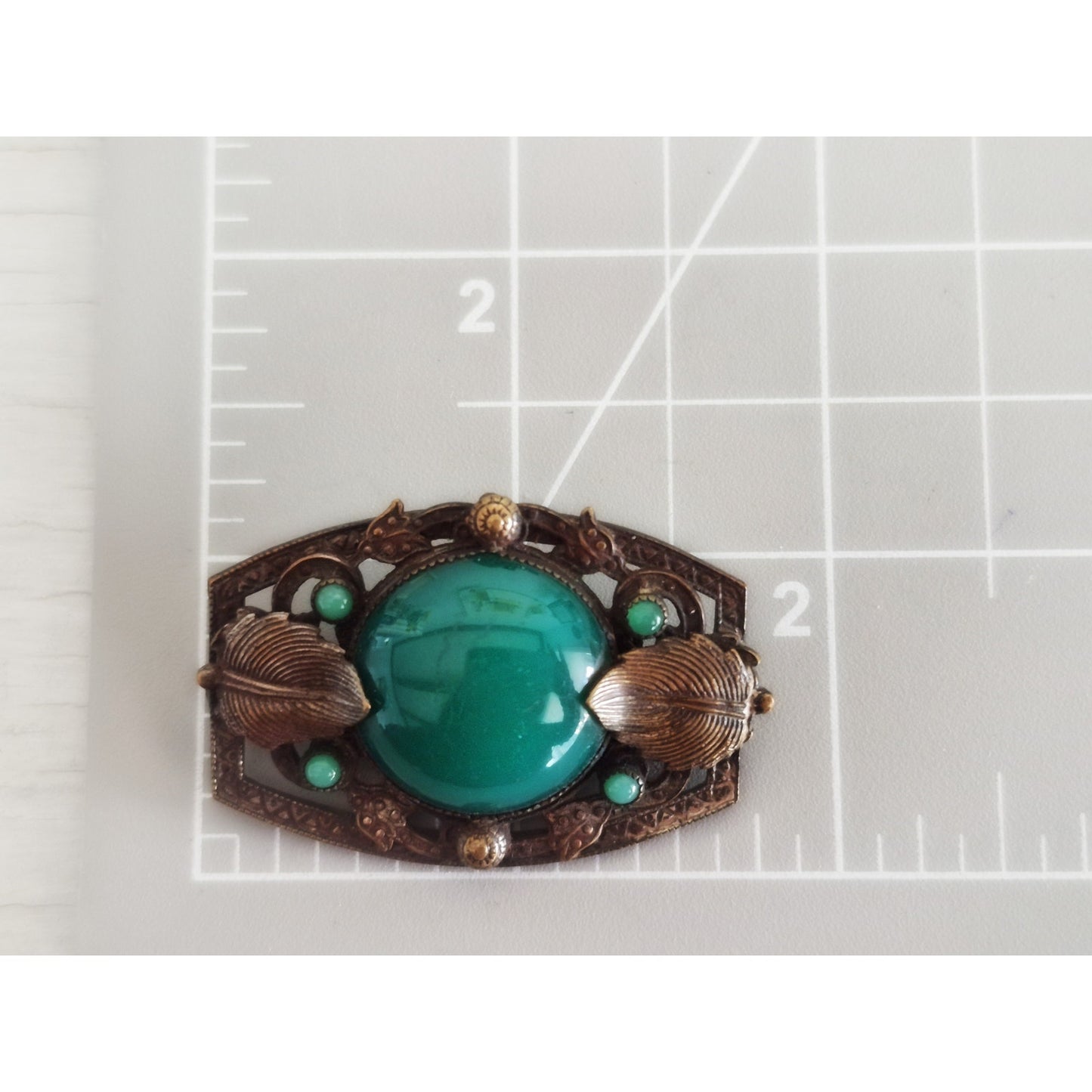 Vintage Art Deco Nouveau Peking Glass Czech Brooch