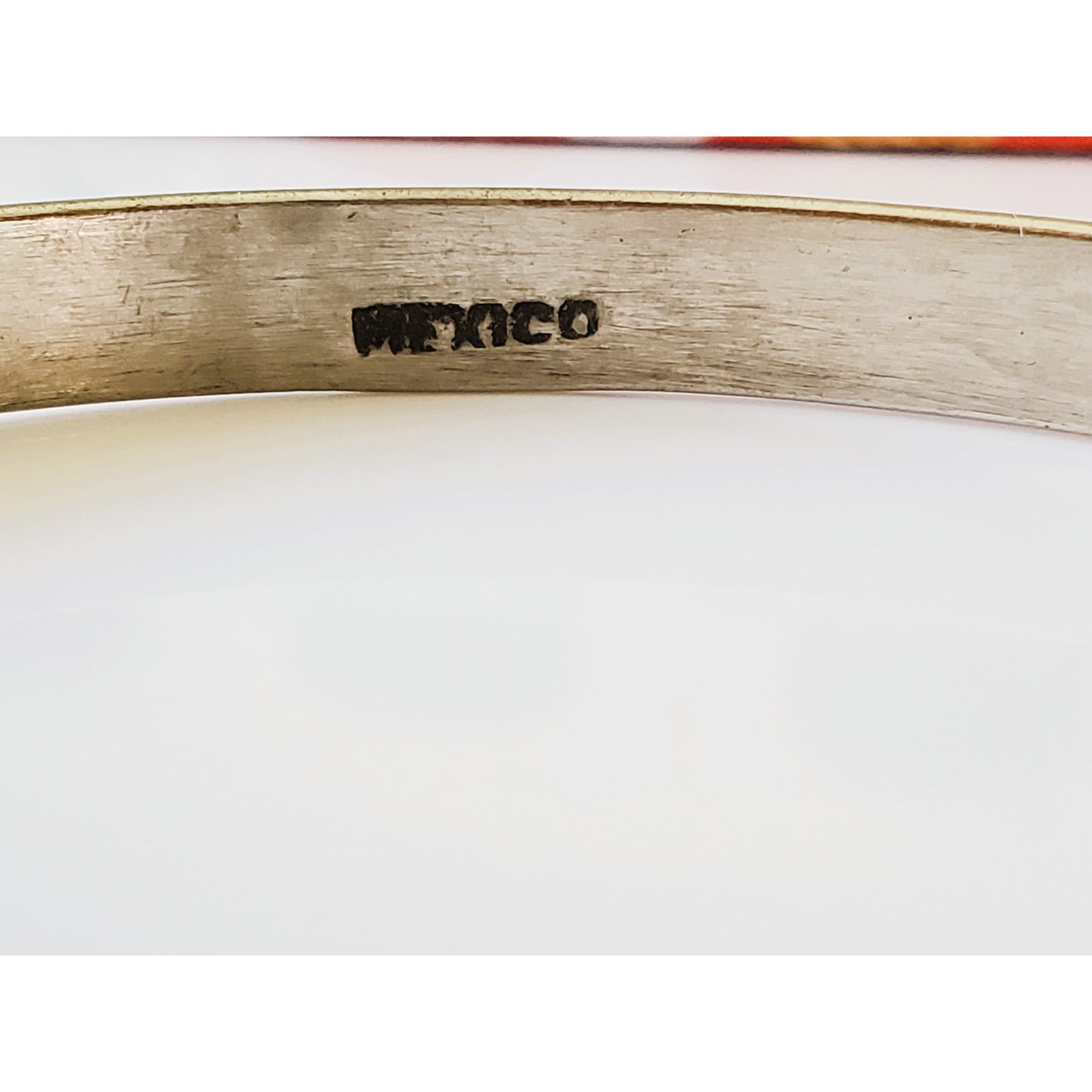 Vintage Silver Tone Mexico Bangle Bracelet