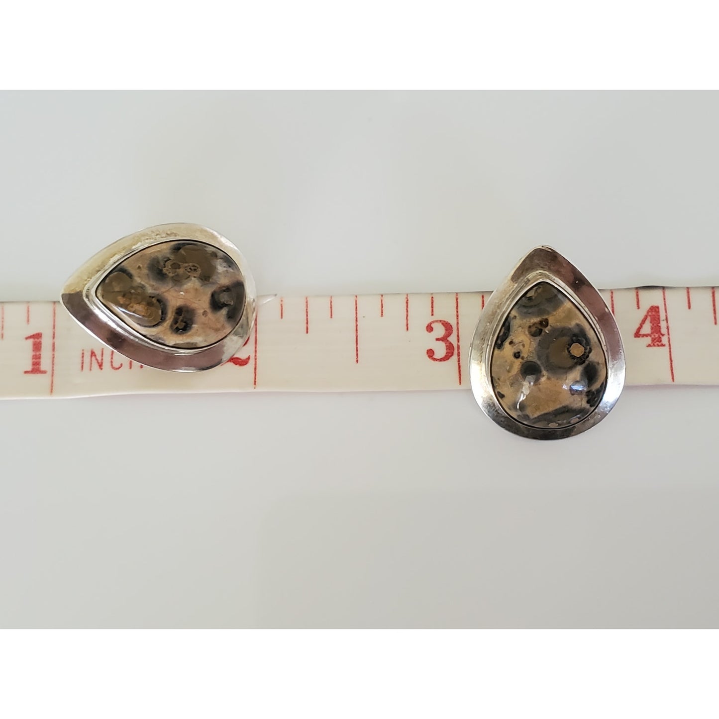 Vintage Vidal Chavez Sterling Silver Leopard Jasper Earrings