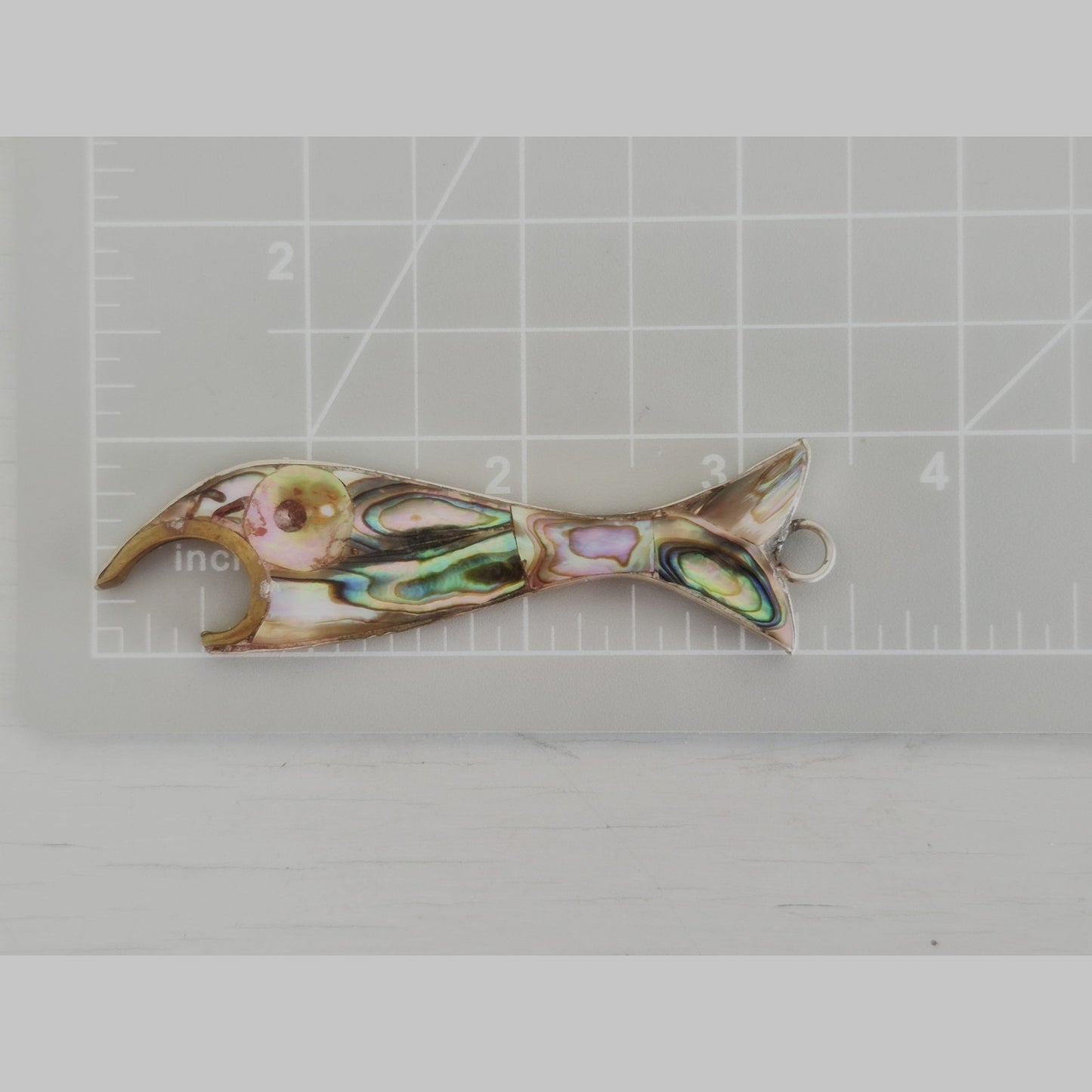Vintage Silver Mexican Abalone Alpaca Bottle Opener Pendant