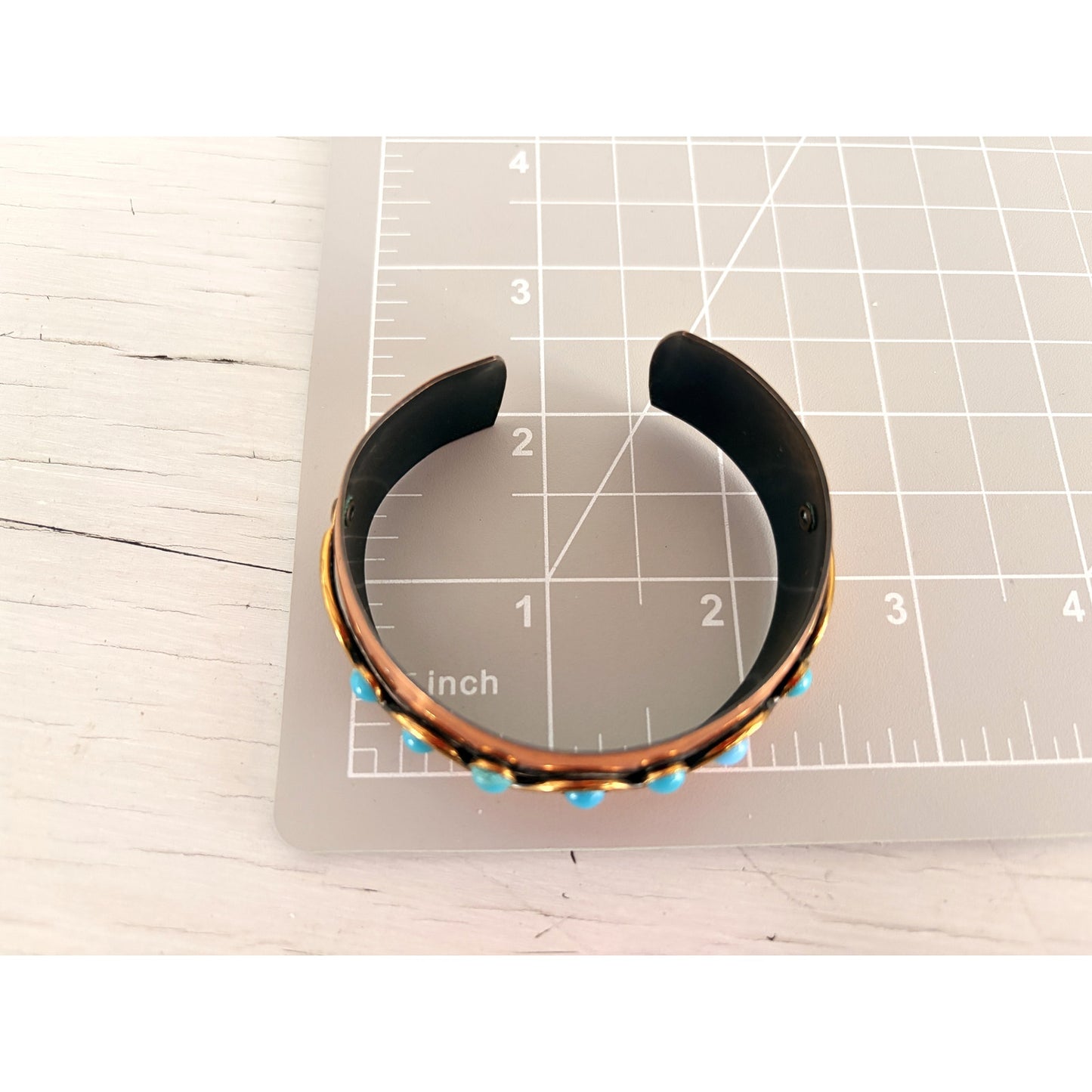 Vintage Copper Faux Turquoise Cuff Bangle Bracelet