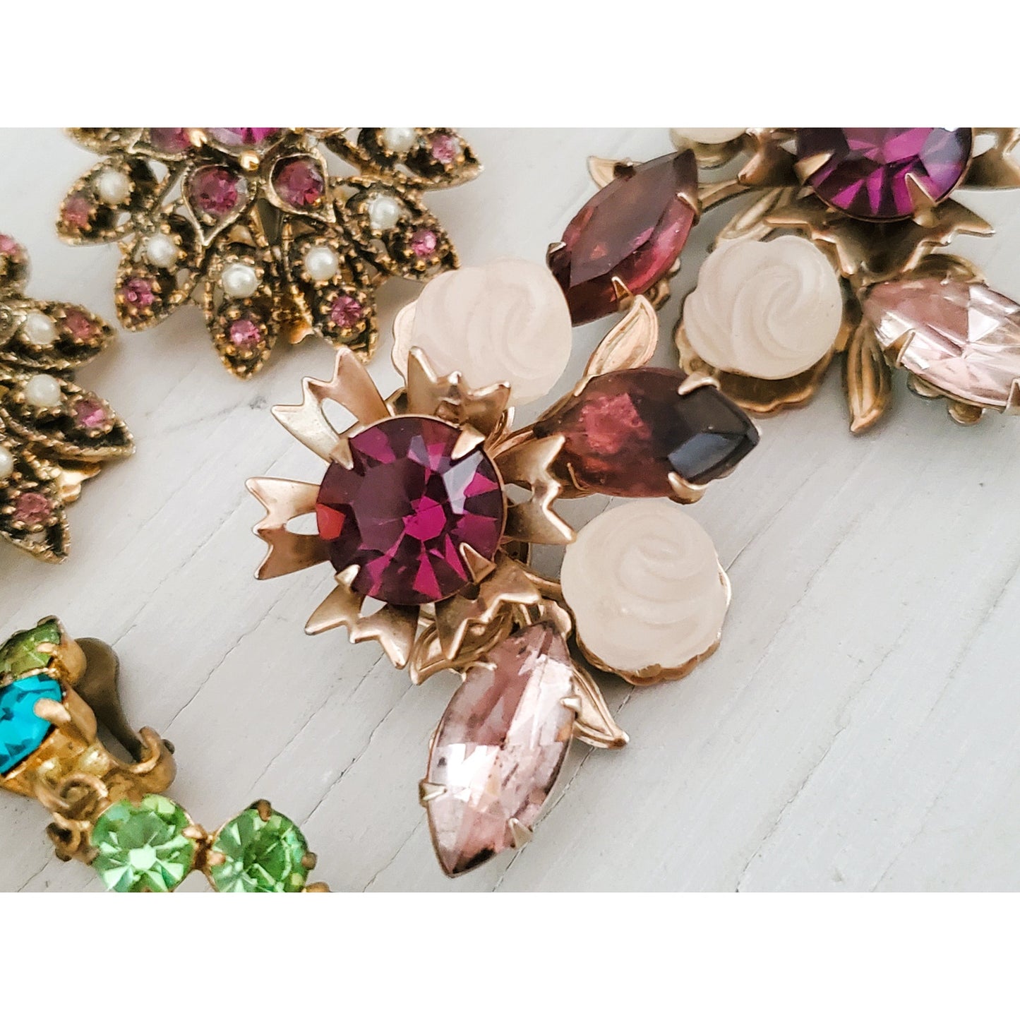 Lot of Vintage Mid Century Gorgeous Clip On Earrings
