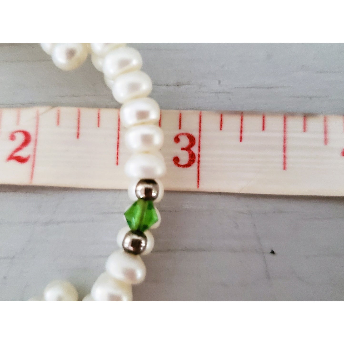 Natural Cultured Pearl and Green Bead Wrap Bracelet